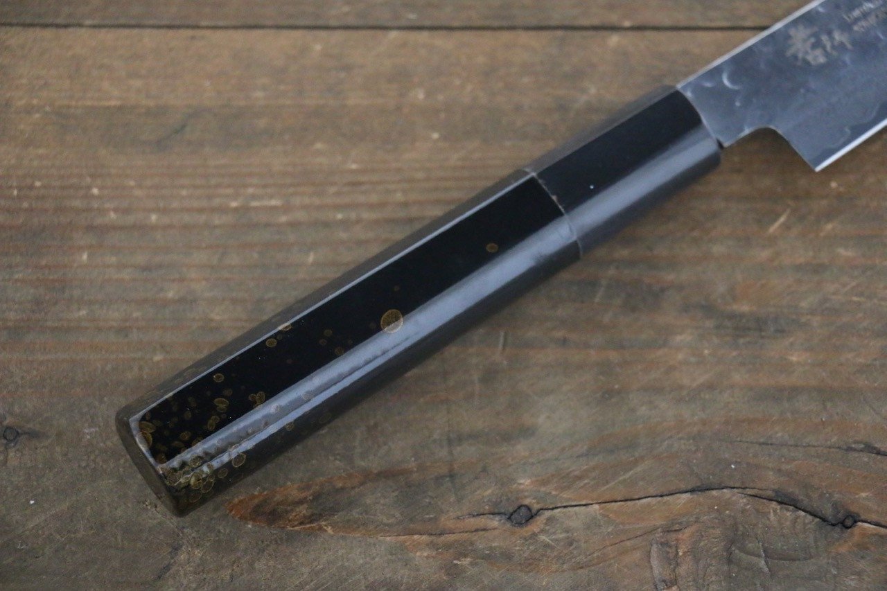 堺 孝行 VG10 33層大馬士革紋 鎚目 多用途小刀 150mm 金漆塗握把 附刀鞘 - 清助刃物