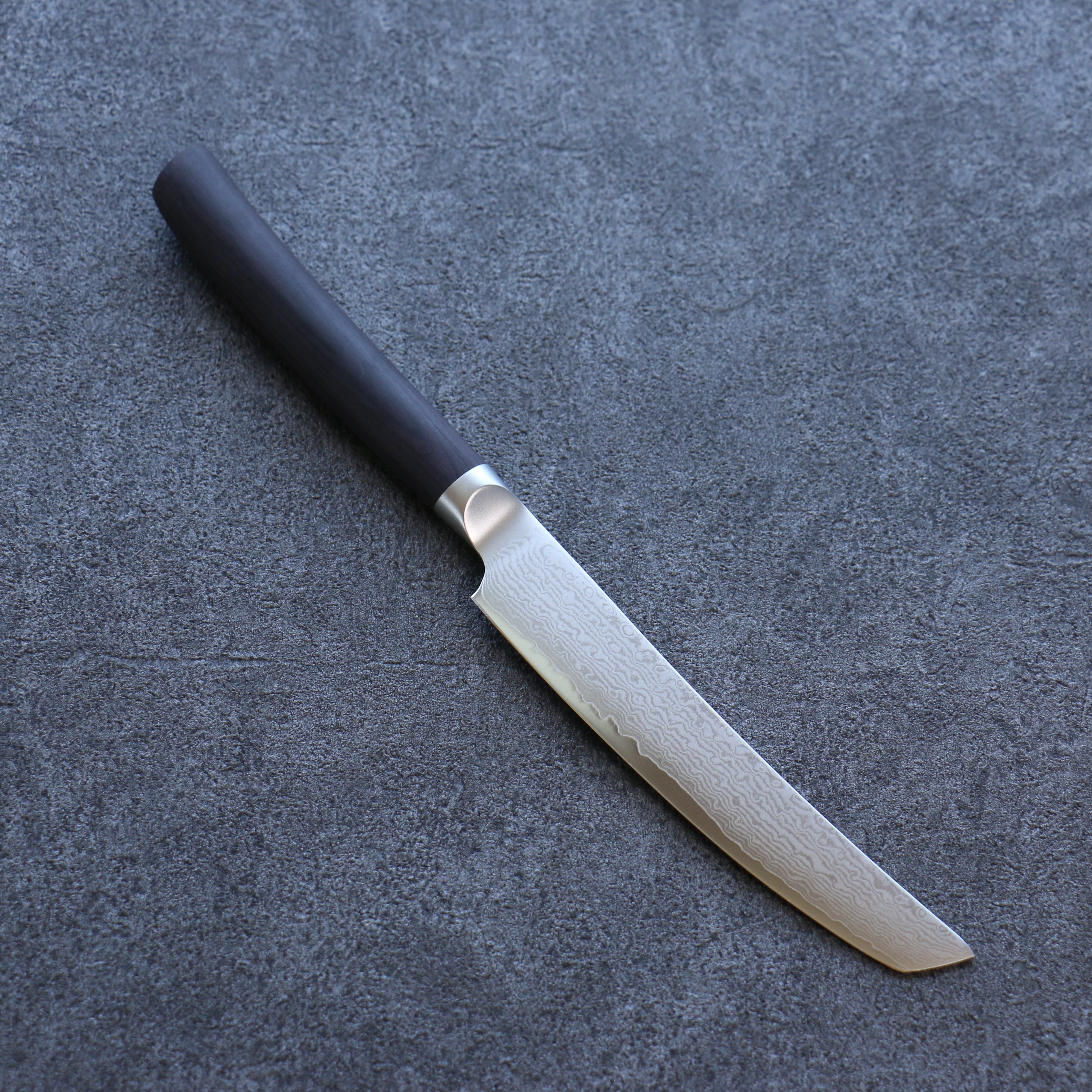 志津匠 VG10 大馬士革紋 牛排刀 130mm 黑合成木 握把 - 清助刃物