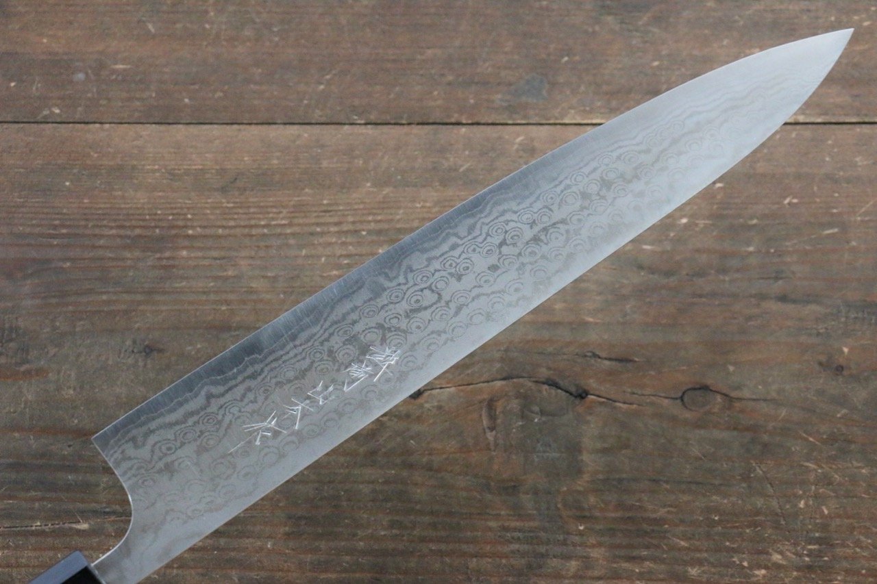 山本 直 VG10 大馬士革紋 筋引 270mm 紫杉木握把 - 清助刃物