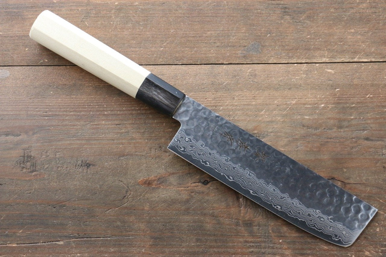 堺 孝行 AUS10 45層大馬士革紋 菜切 160mm 木蘭握把 - 清助刃物