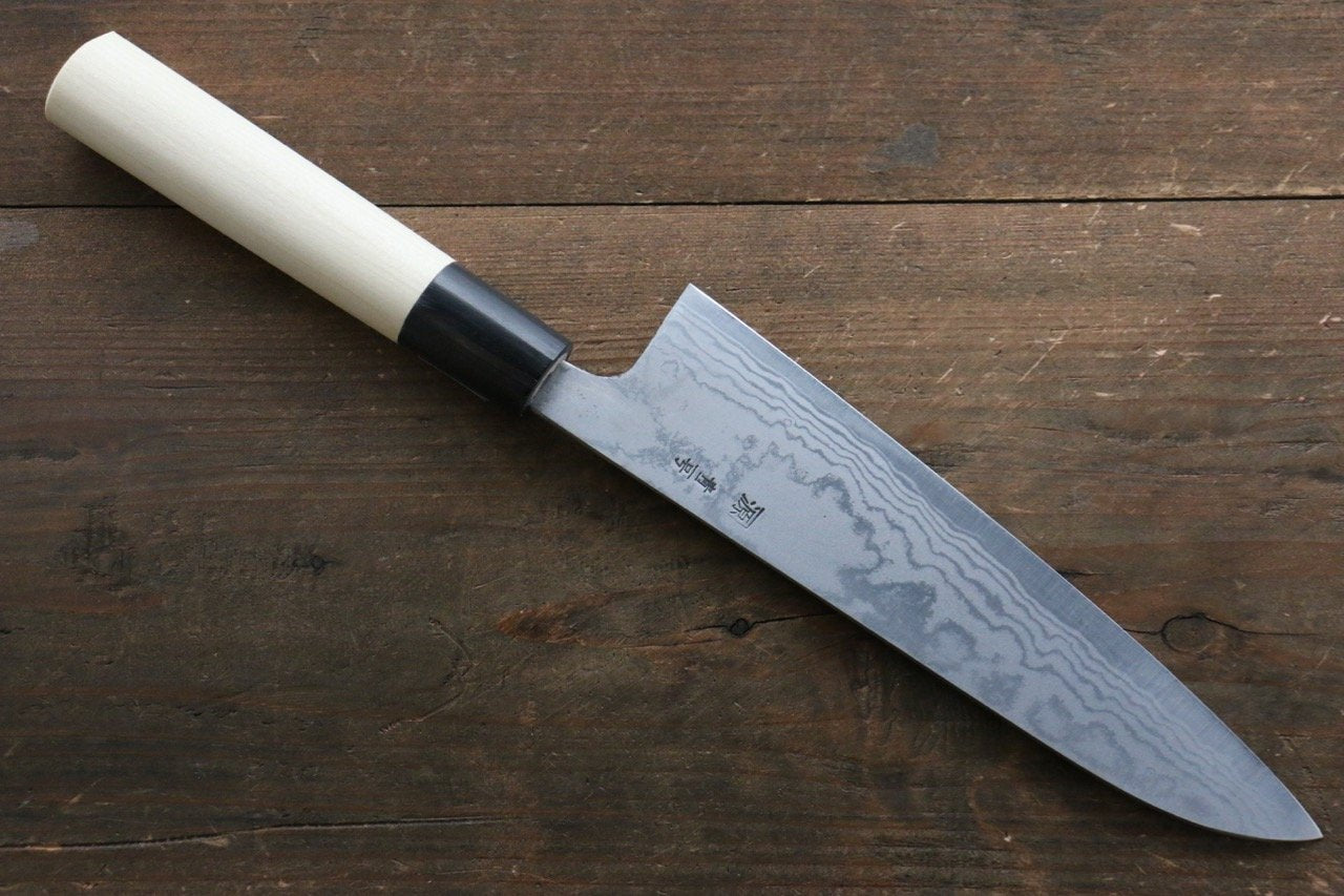 田中 誠貴 青鋼二號 17層大馬士革紋 大馬士革紋 牛刀 180mm 木蘭握把 - 清助刃物