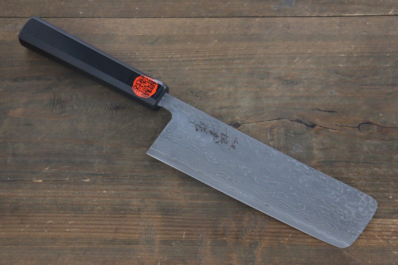 田中 誠貴 SG2 大馬士革紋 菜切 165mm 黑檀握把 - 清助刃物