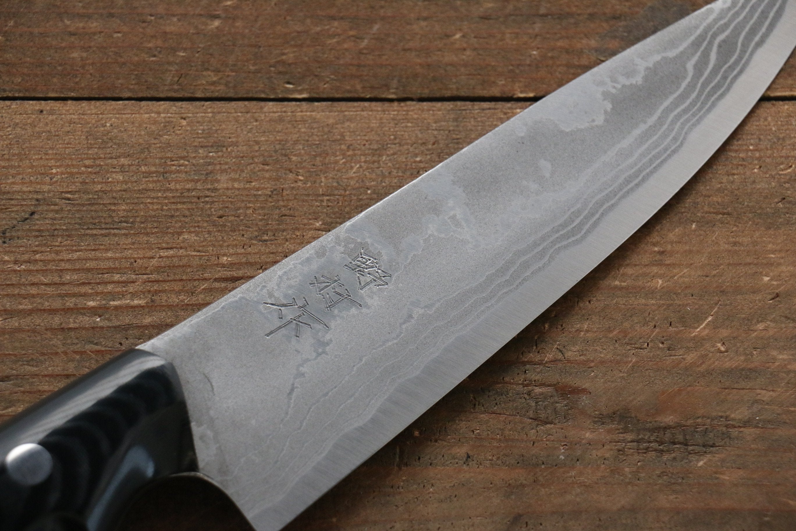 野村 白鋼二號 大馬士革紋 牛刀 150mm 米卡塔(樹脂複合材料)握把 - 清助刃物