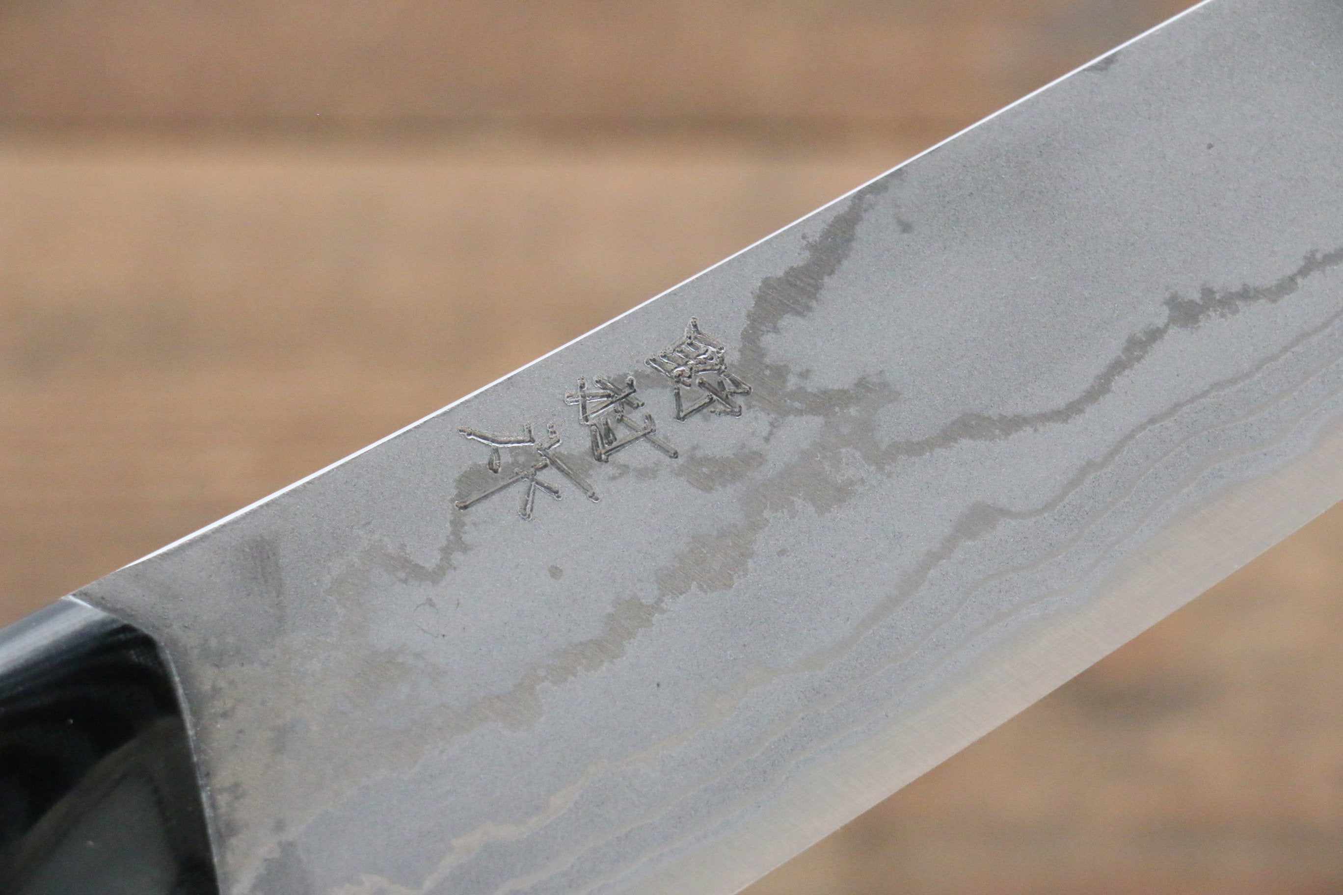野村 白鋼二號 大馬士革紋 牛刀 180mm 米卡塔(樹脂複合材料)握把 - 清助刃物