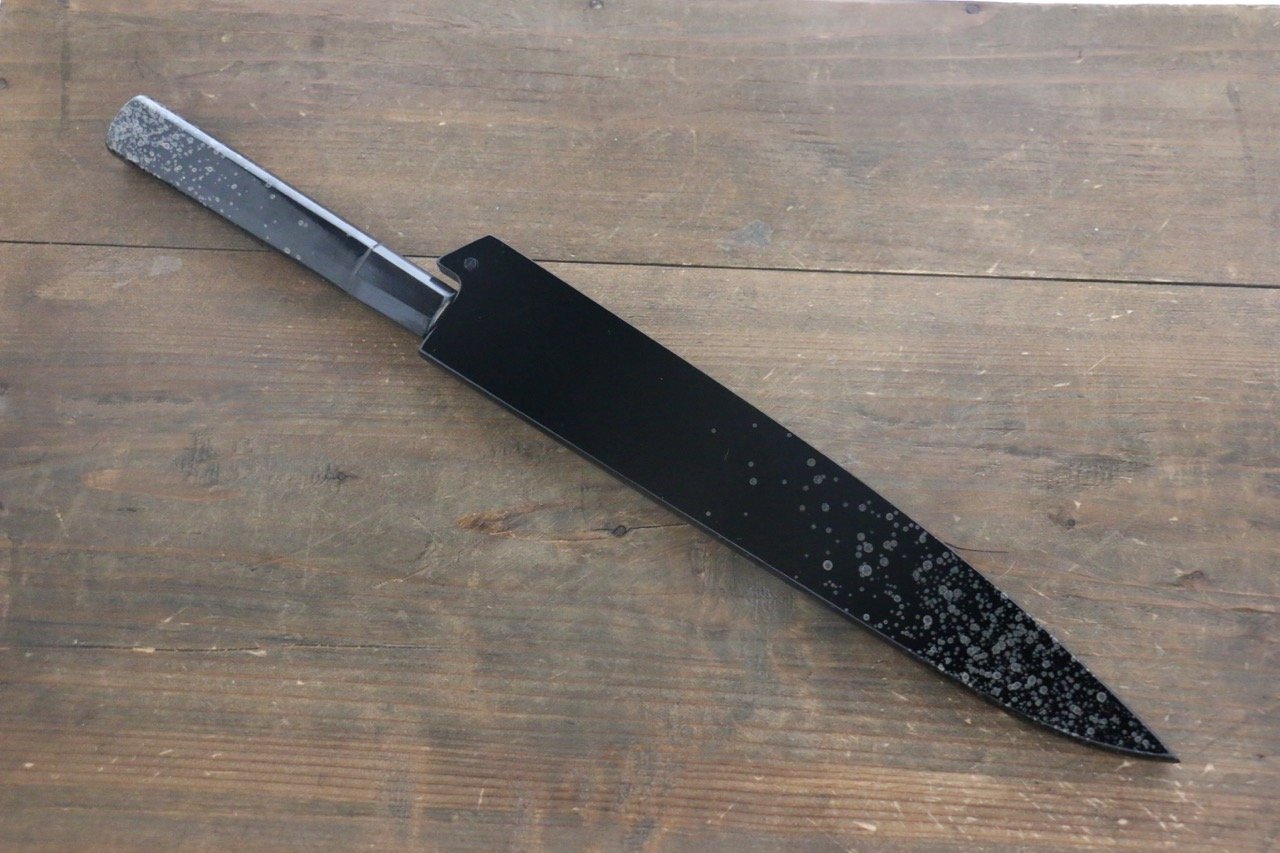 堺 孝行 AUS10 45層大馬士革紋 鎚目 筋引 240mm 銀漆塗握把 附刀鞘 - 清助刃物