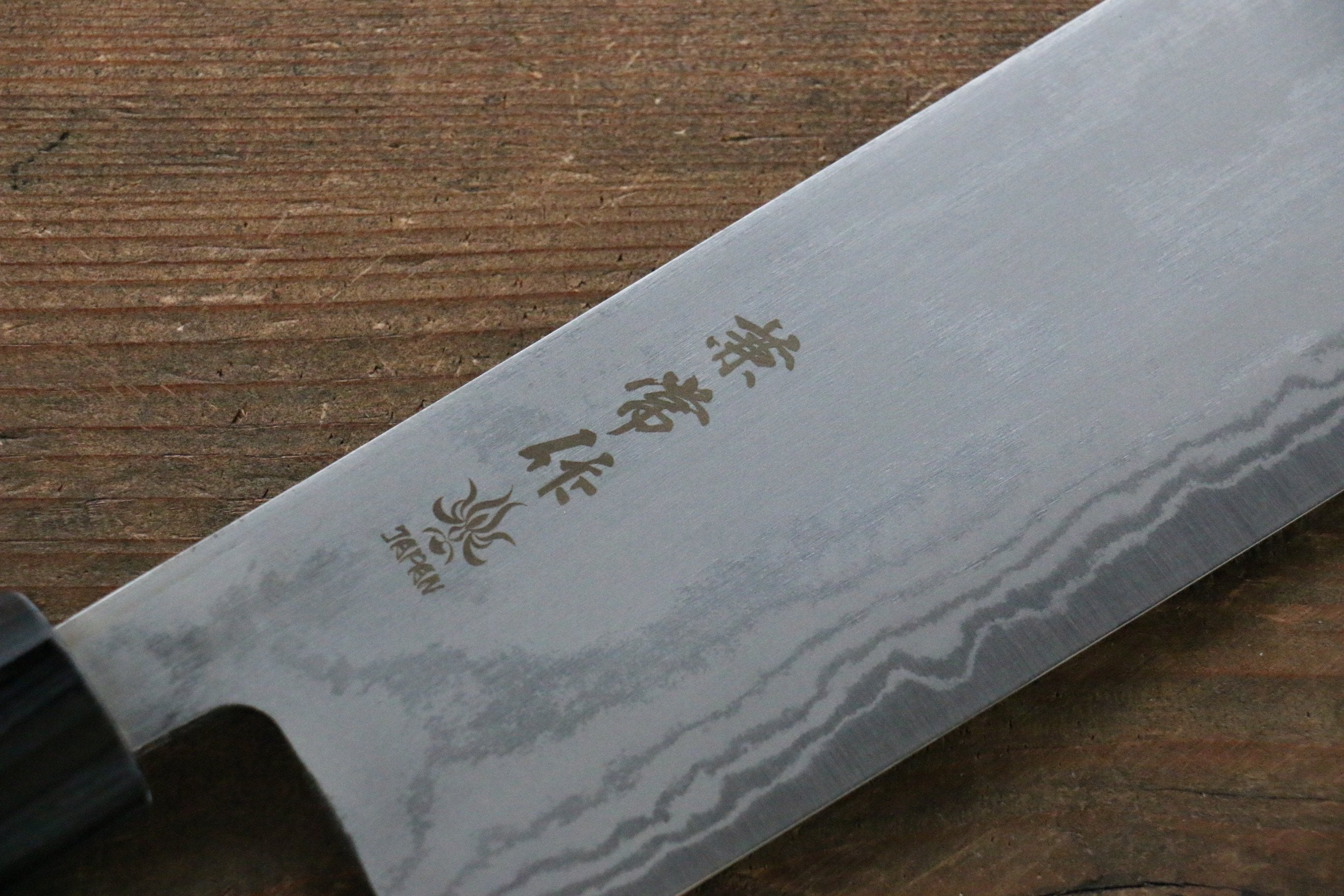 兼常 青鋼二號 大馬士革紋 菜切 165mm 紫檀木 握把 - 清助刃物
