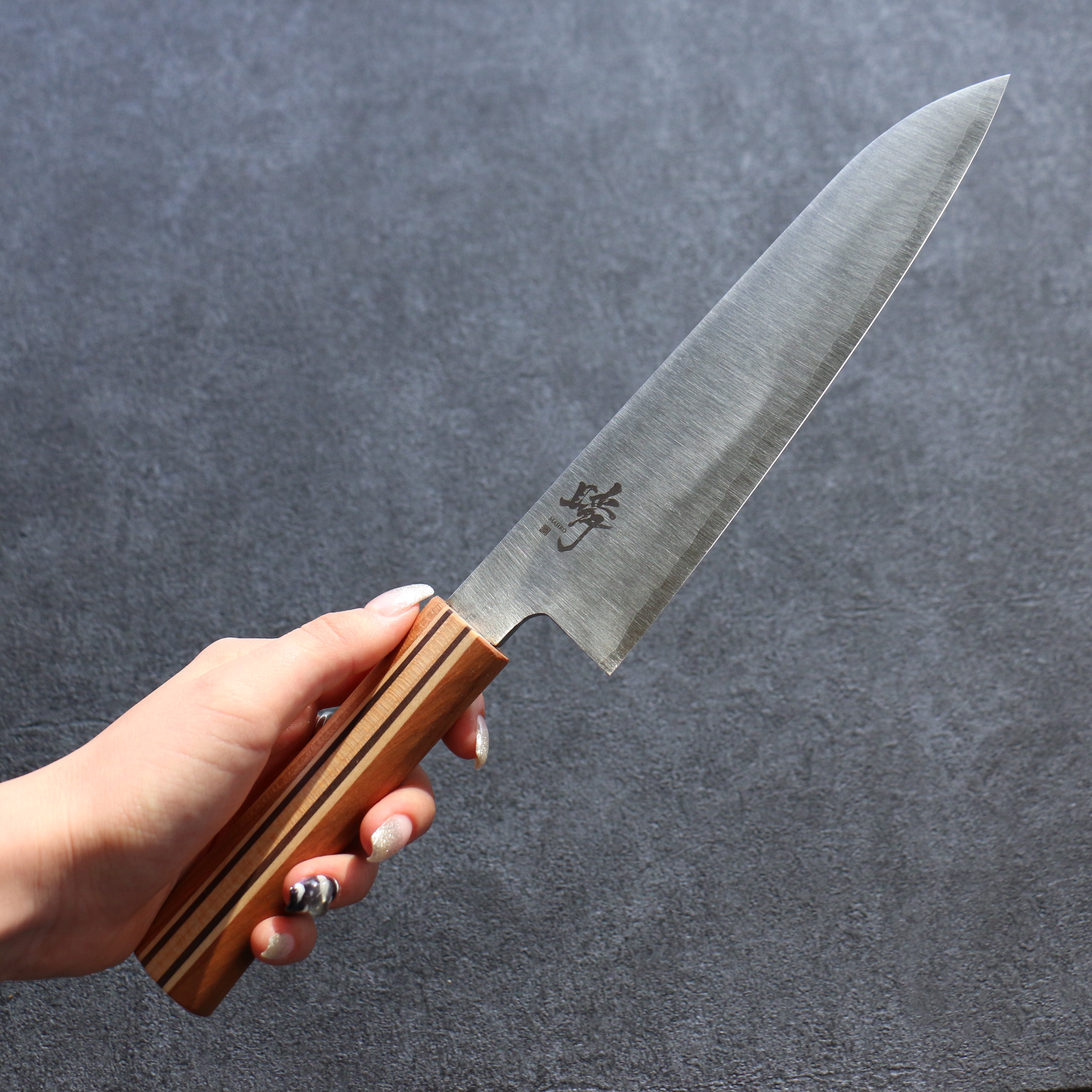 田中 誠貴 瞬 銀三鋼 牛刀 190mm 楓櫻核桃木複合材 握把 - 清助刃物
