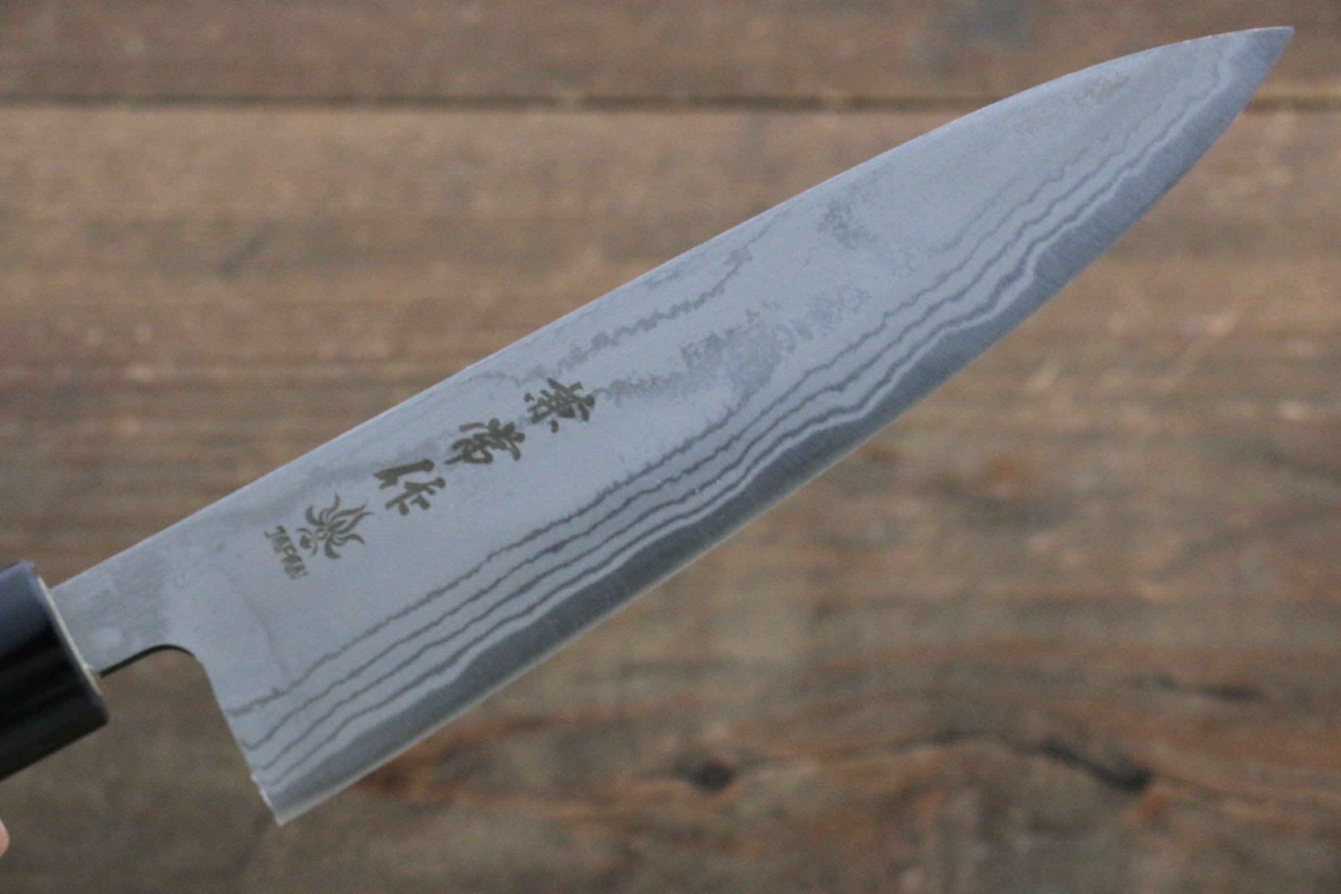 兼常 青鋼二號 大馬士革紋 多用途小刀 135mm 紫檀木 握把 - 清助刃物