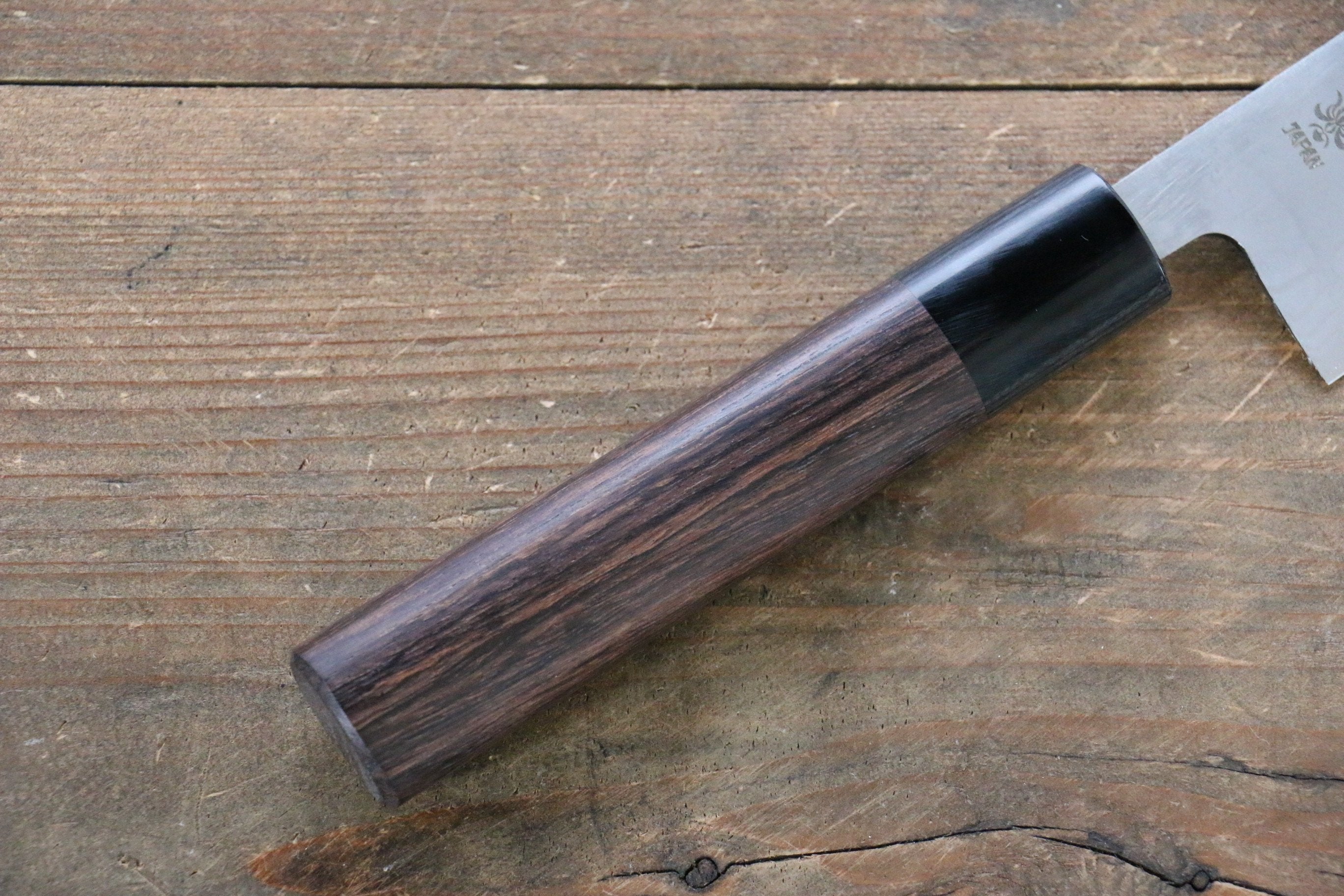 兼常 青鋼二號 大馬士革紋 多用途小刀 135mm 紫檀木 握把 - 清助刃物