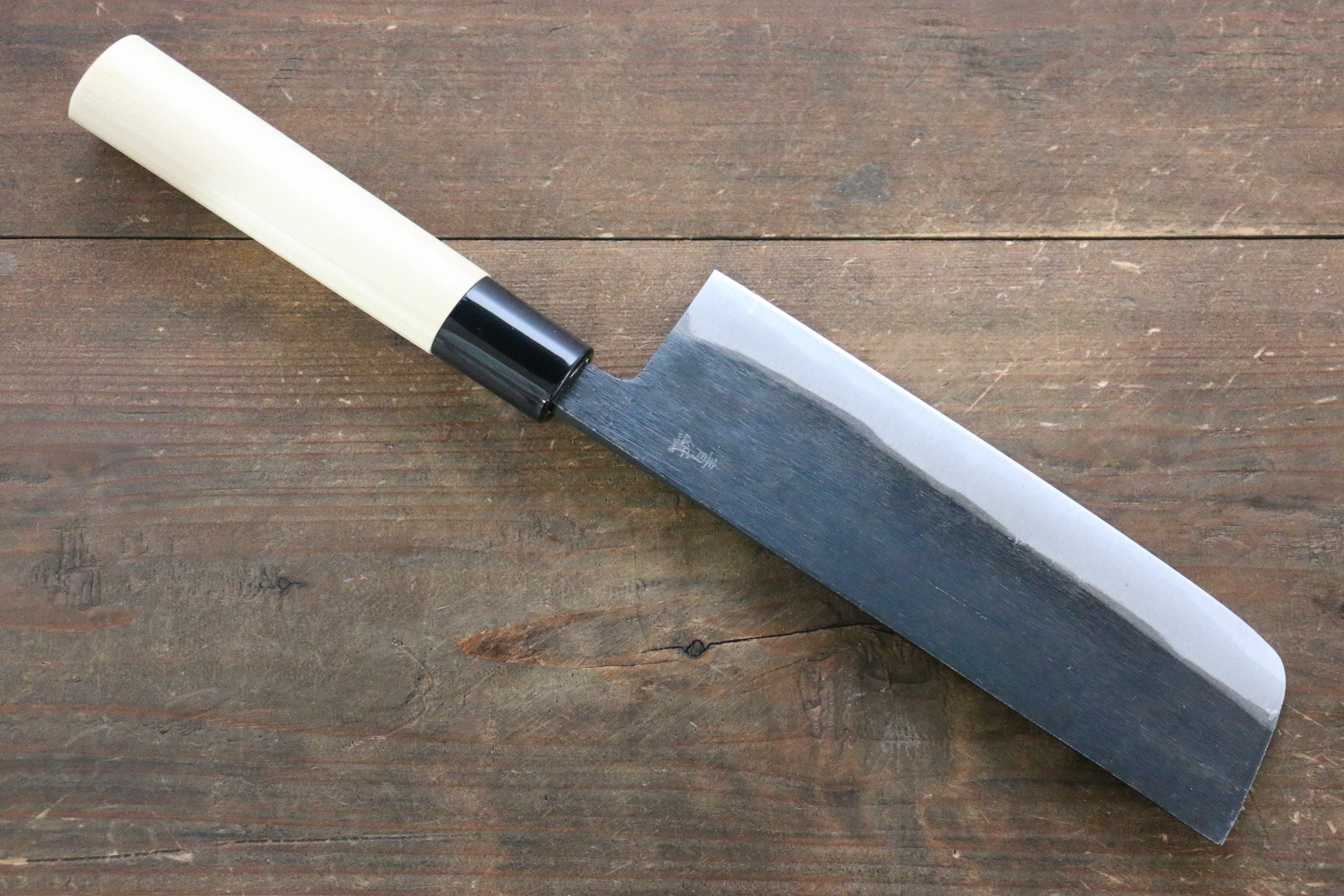 兼常 青鋼二號 黑打 菜切 165mm 木蘭 握把 - 清助刃物