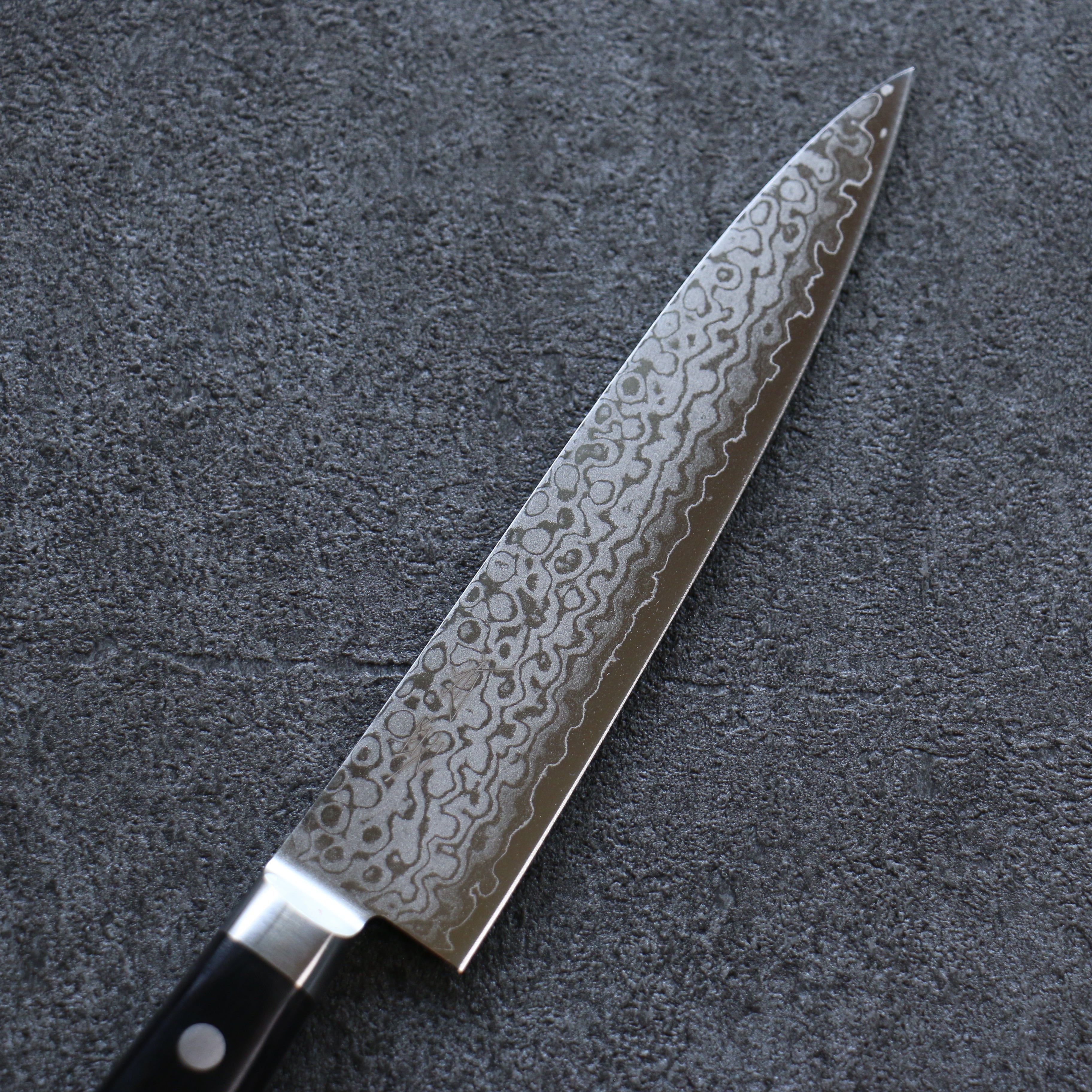 清助 VG10 8層大馬士革紋 打磨處理 多用途小刀 150mm 黑合成木 握把 - 清助刃物