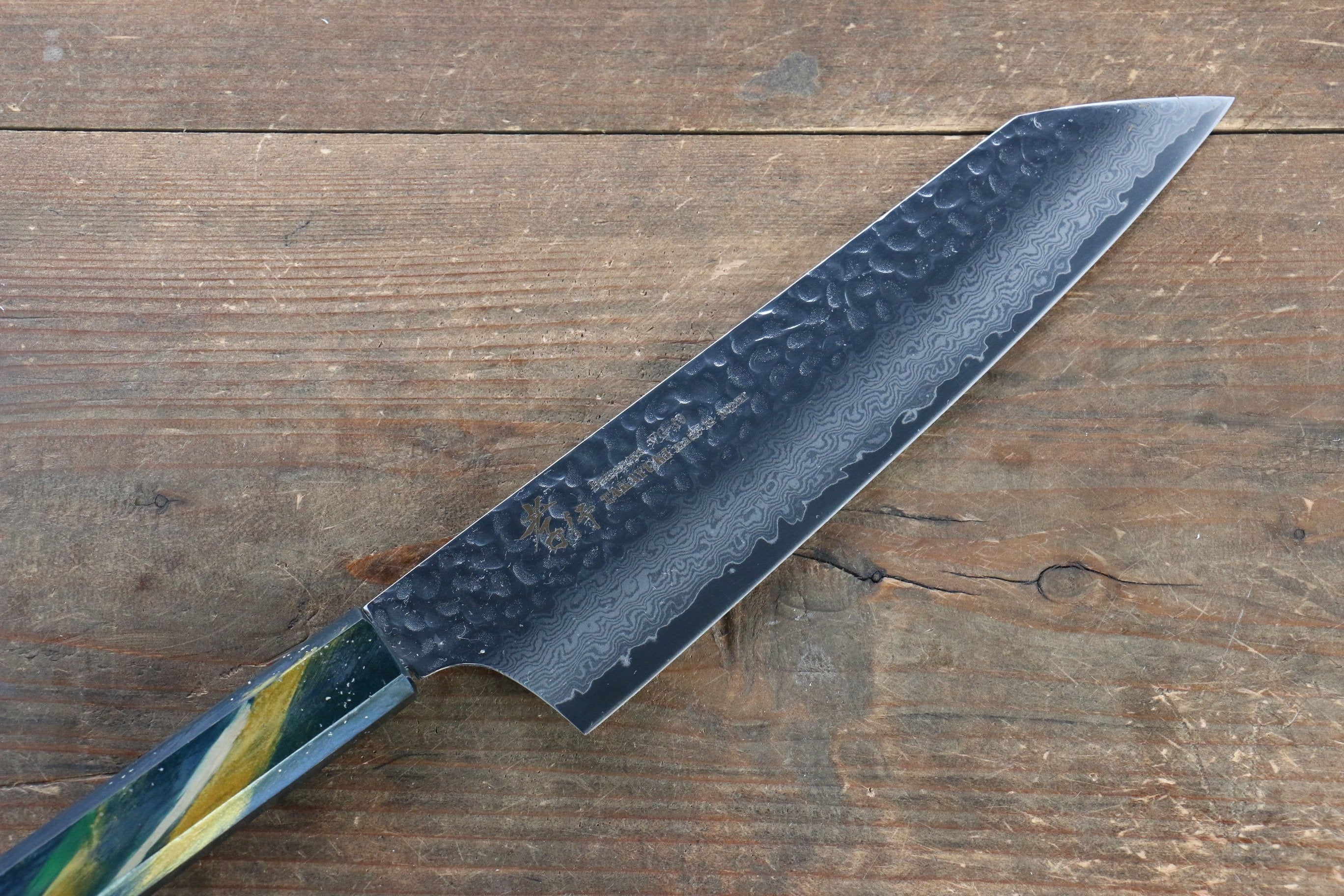 堺 孝行 VG10 33層大馬士革紋 劍型牛刀 190mm 櫟木漆塗(彩石)握把 - 清助刃物