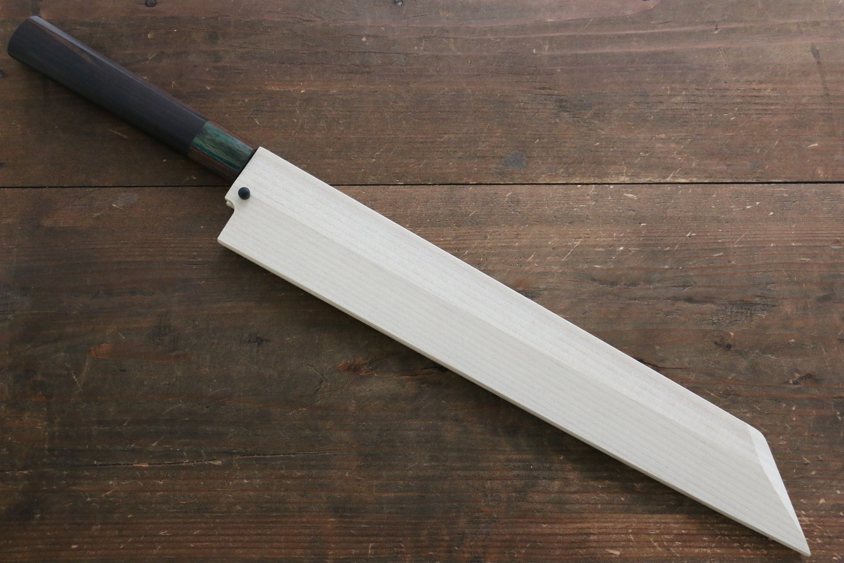 堺 孝行 青鋼二號 鏡面處理 切付柳刃 300mm 核桃木握把 附刀鞘 - 清助刃物