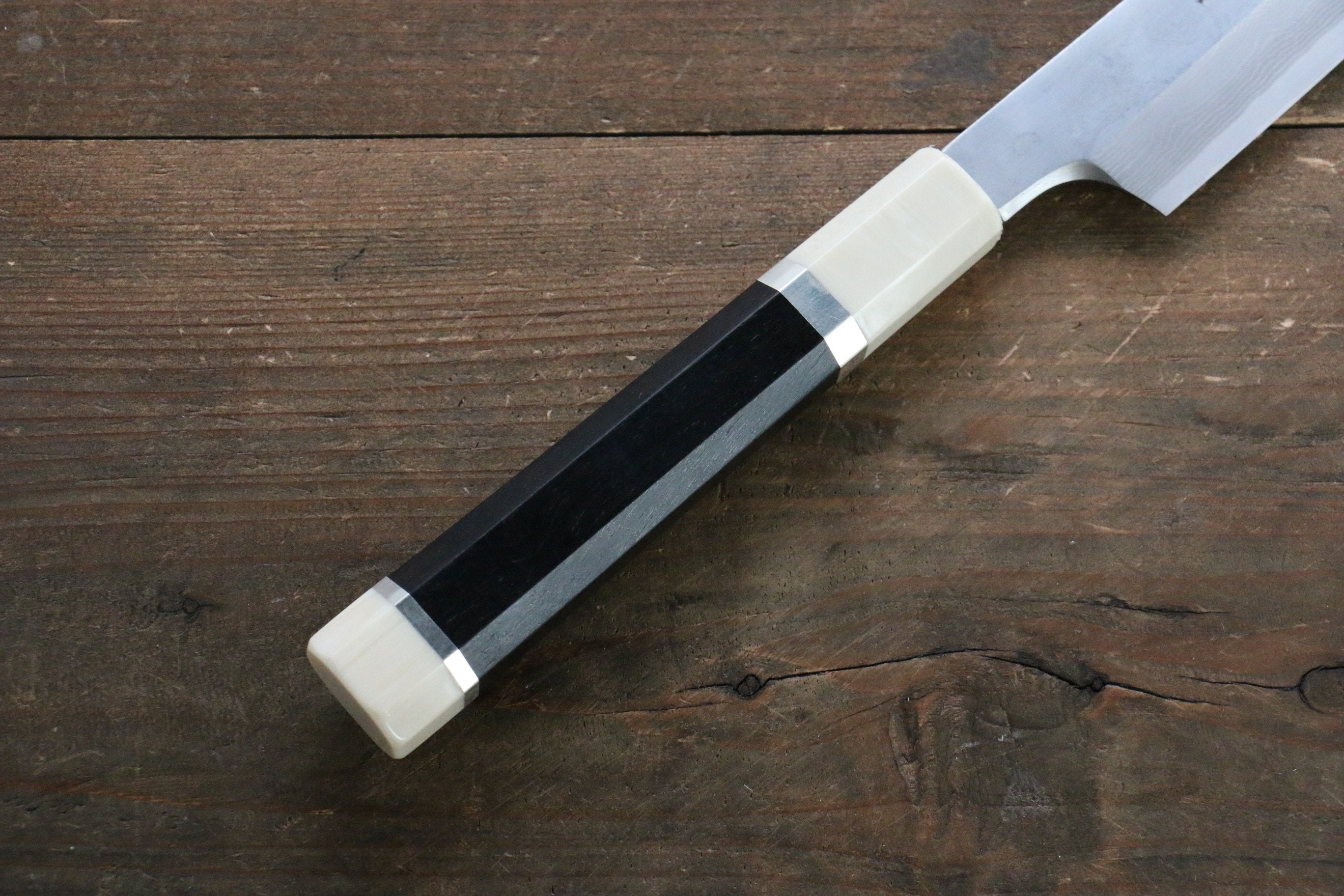 堺 孝行 銀三鋼 大馬士革紋 切付柳刃 270mm 黑檀(帶環型設計)握把 附刀鞘 - 清助刃物