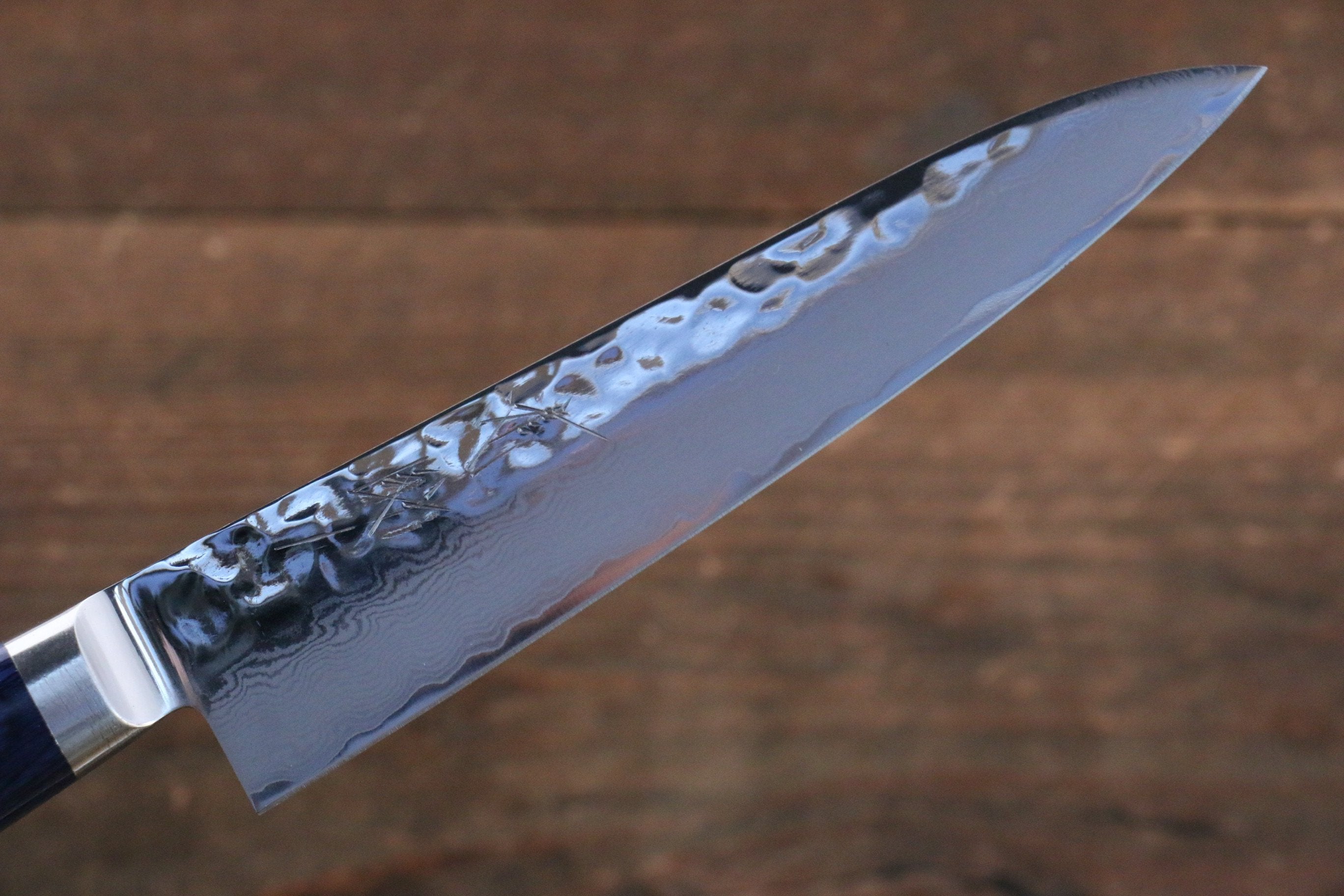 清助 藍雲 VG10 33層 大馬士革紋 多用途小刀 135mm 青合成木 握把 附刀鞘 - 清助刃物