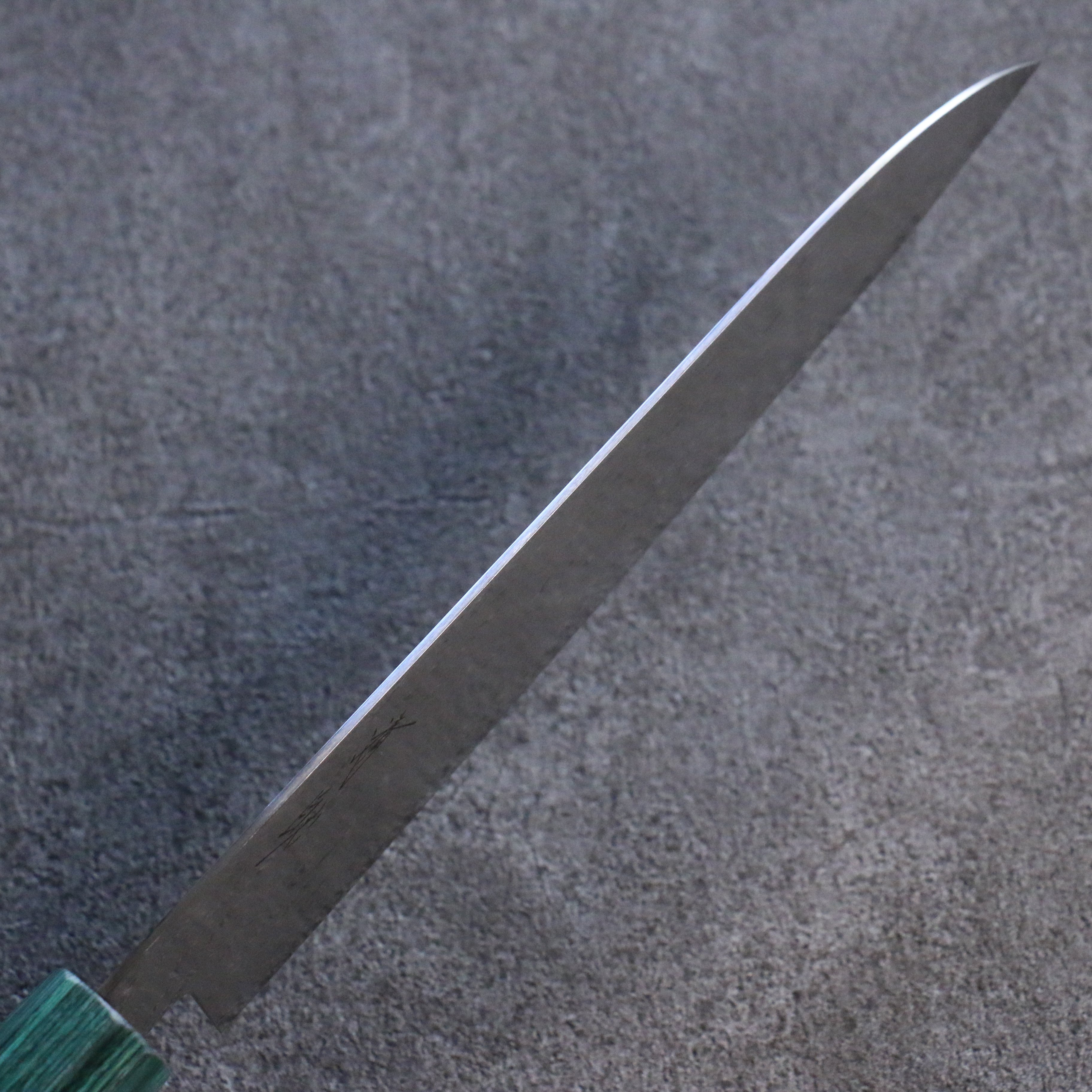 清助 AUS10 鏡面菱格紋 三德刀 180mm 黑合成木(口輪:綠合成木) 握把 - 清助刃物