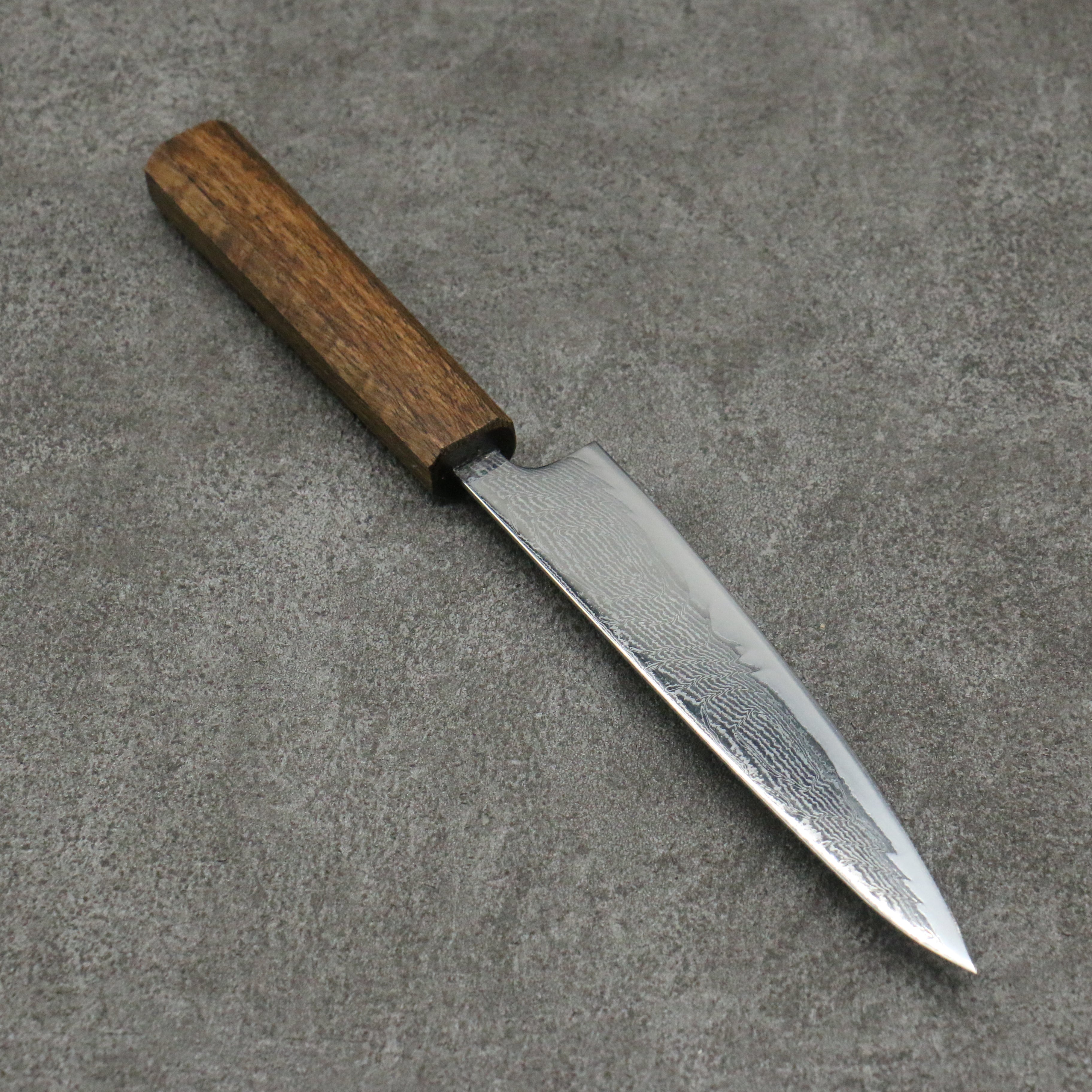 清助 海浪 AUS10 鏡面處理 大馬士革紋 多用途小刀 150mm 橡木 握把 - 清助刃物