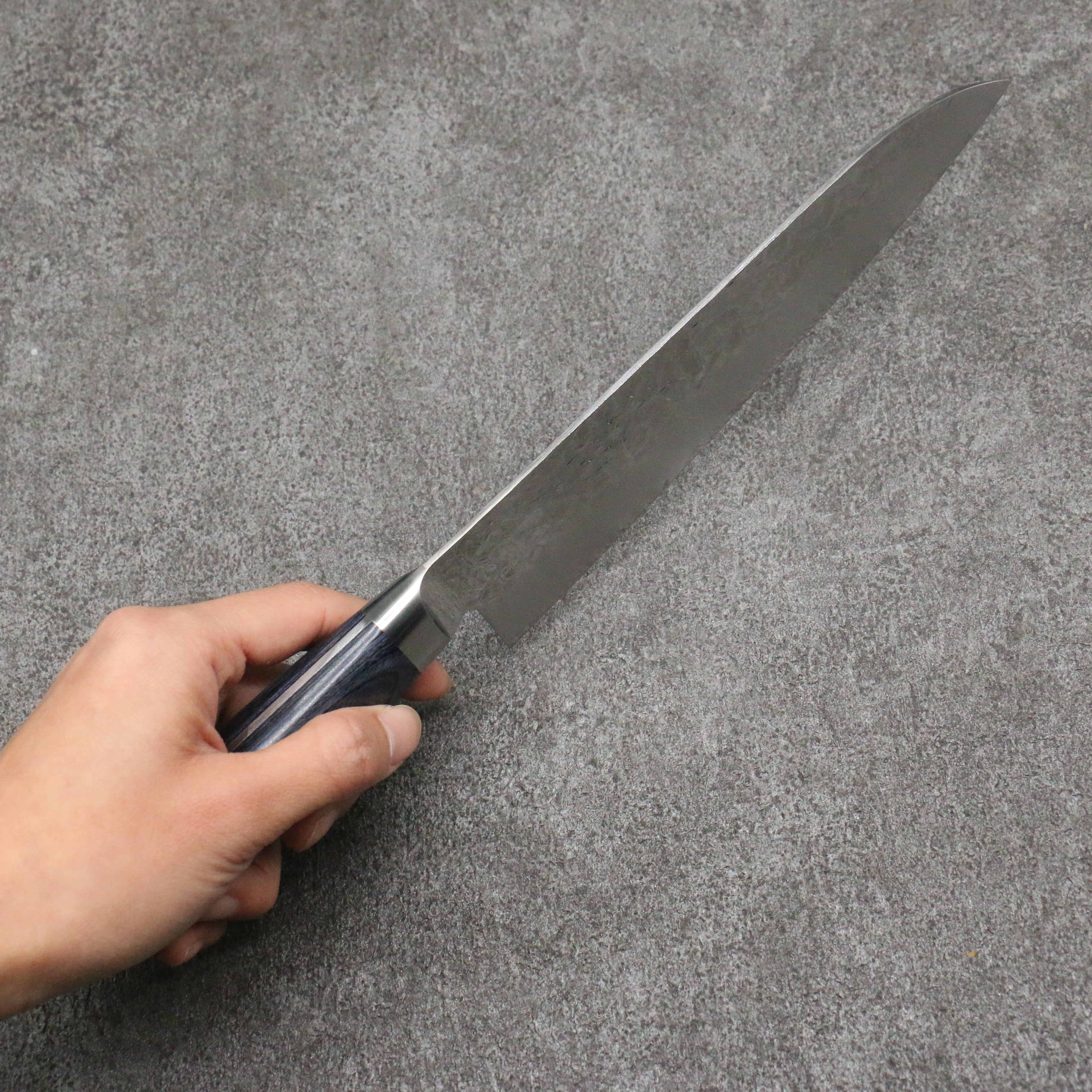清助 藍雲 VG10 33層 大馬士革紋 三德刀 180mm 深藍色合成木 握把 - 清助刃物