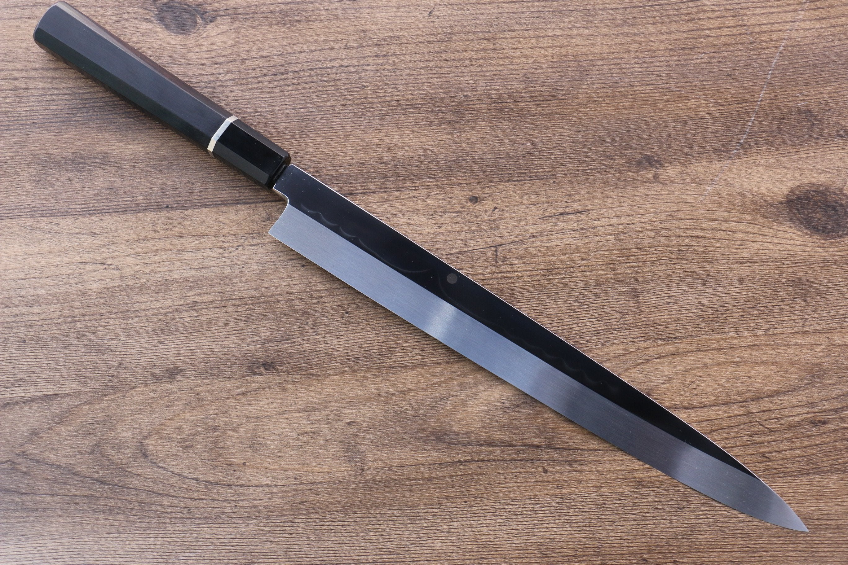 堺 孝行 富士山 本燒 白鋼二號 柳刃 300mm 黑檀(帶環型設計)握把 附刀鞘 - 清助刃物