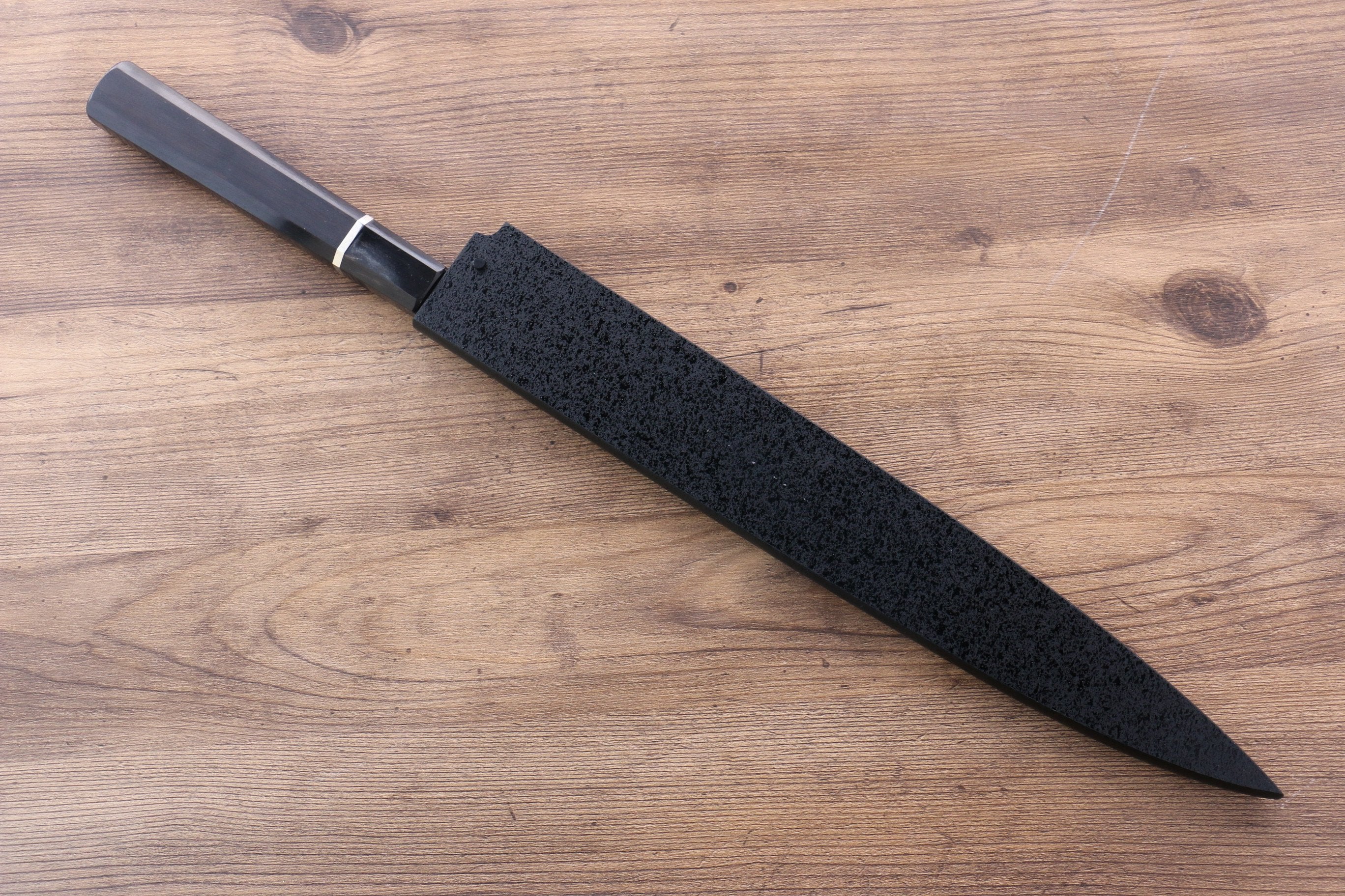 堺 孝行 富士山 本燒 白鋼二號 柳刃 300mm 黑檀(帶環型設計)握把 附刀鞘 - 清助刃物