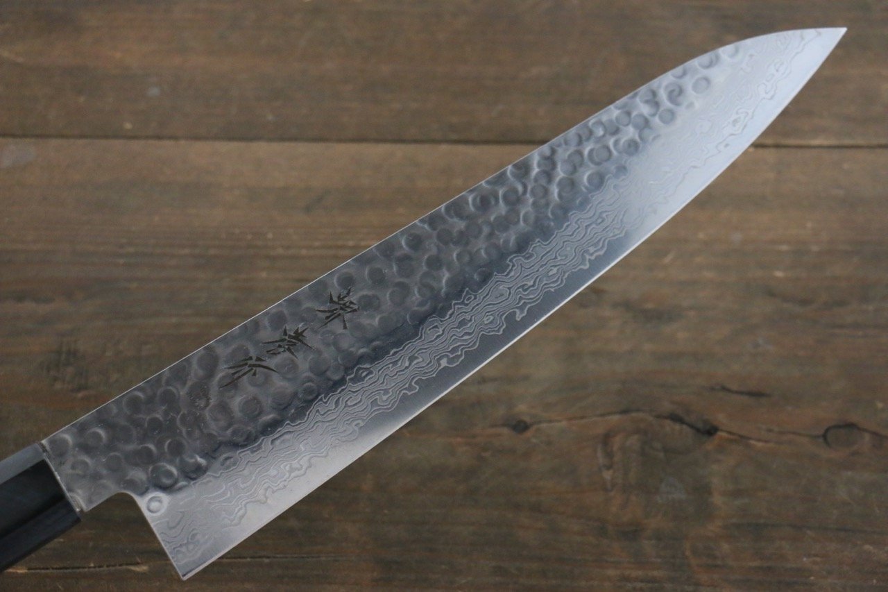 堺 孝行 45層大馬士革紋 鎚目 牛刀 240mm 青漆塗握把 - 清助刃物