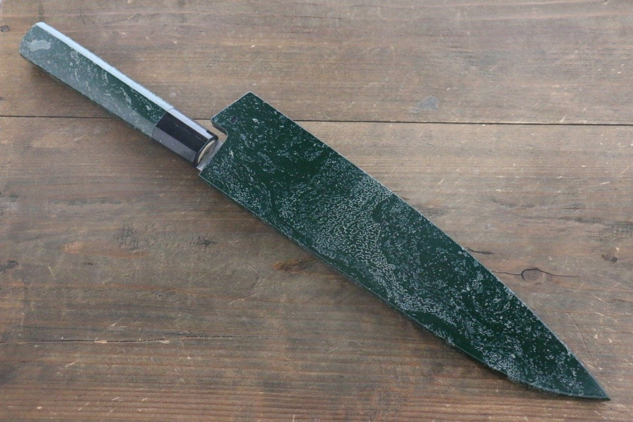 堺 孝行 45層大馬士革紋 鎚目 牛刀 240mm 綠漆塗握把 - 清助刃物