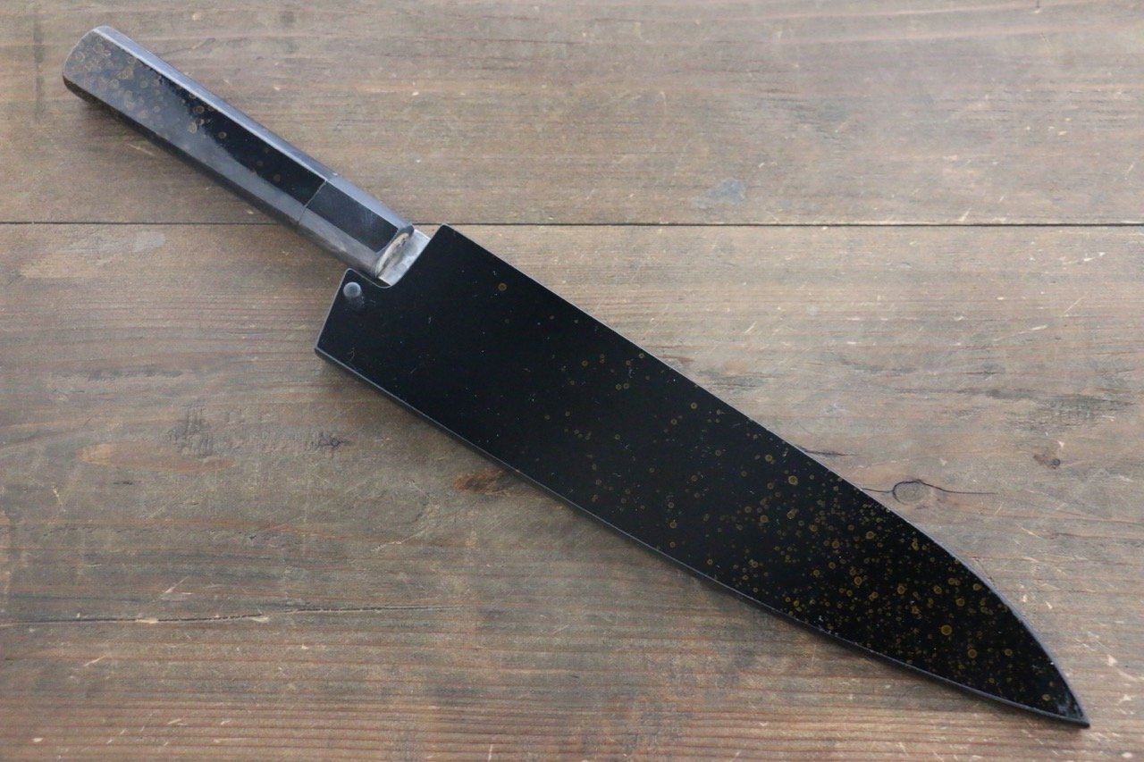 堺 孝行 45層大馬士革紋 鎚目 牛刀 240mm 金漆塗握把 - 清助刃物