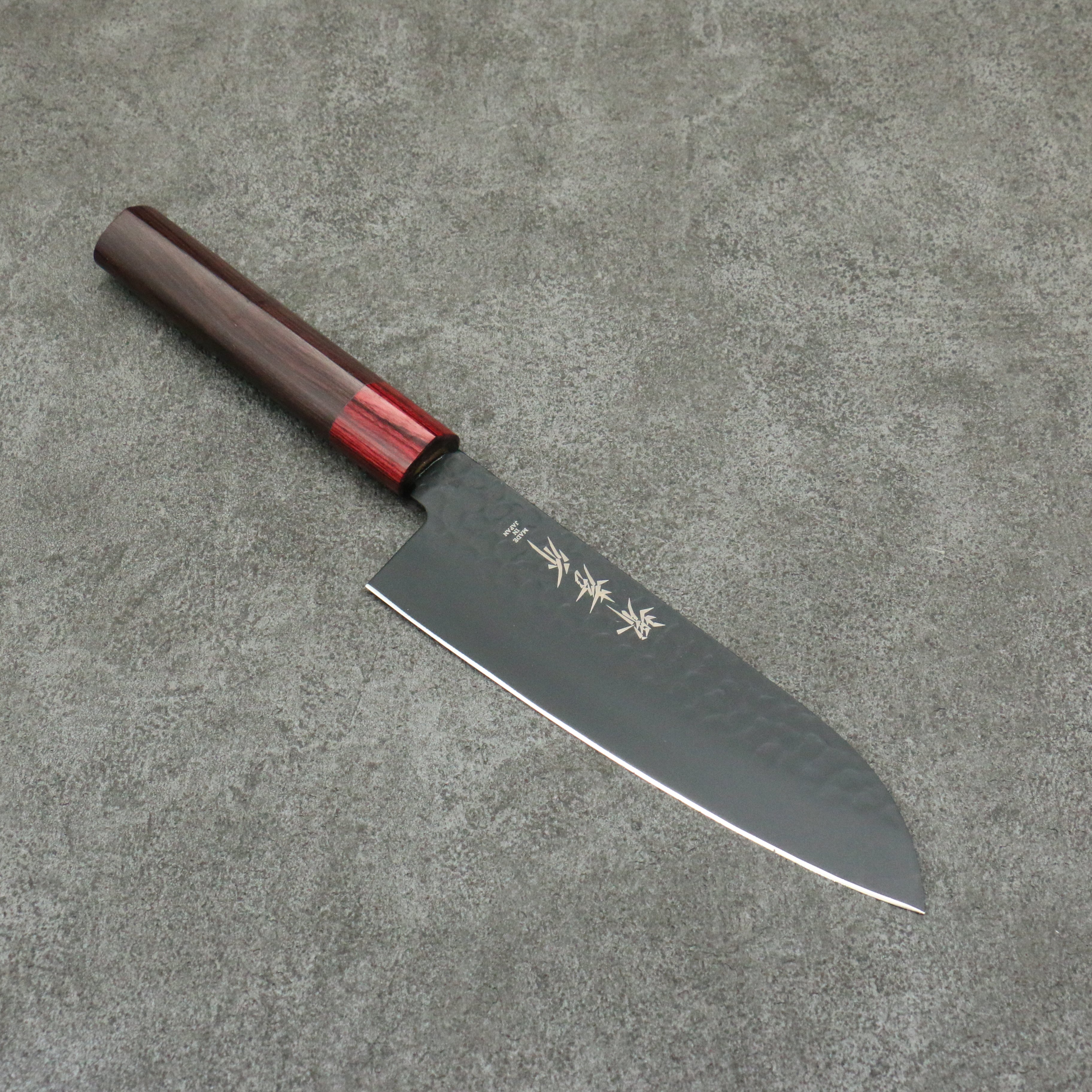 堺 孝行 黑影 VG10 鎚目 鐵氟龍塗層 三德刀 170mm 紫檀木 握把 - 清助刃物