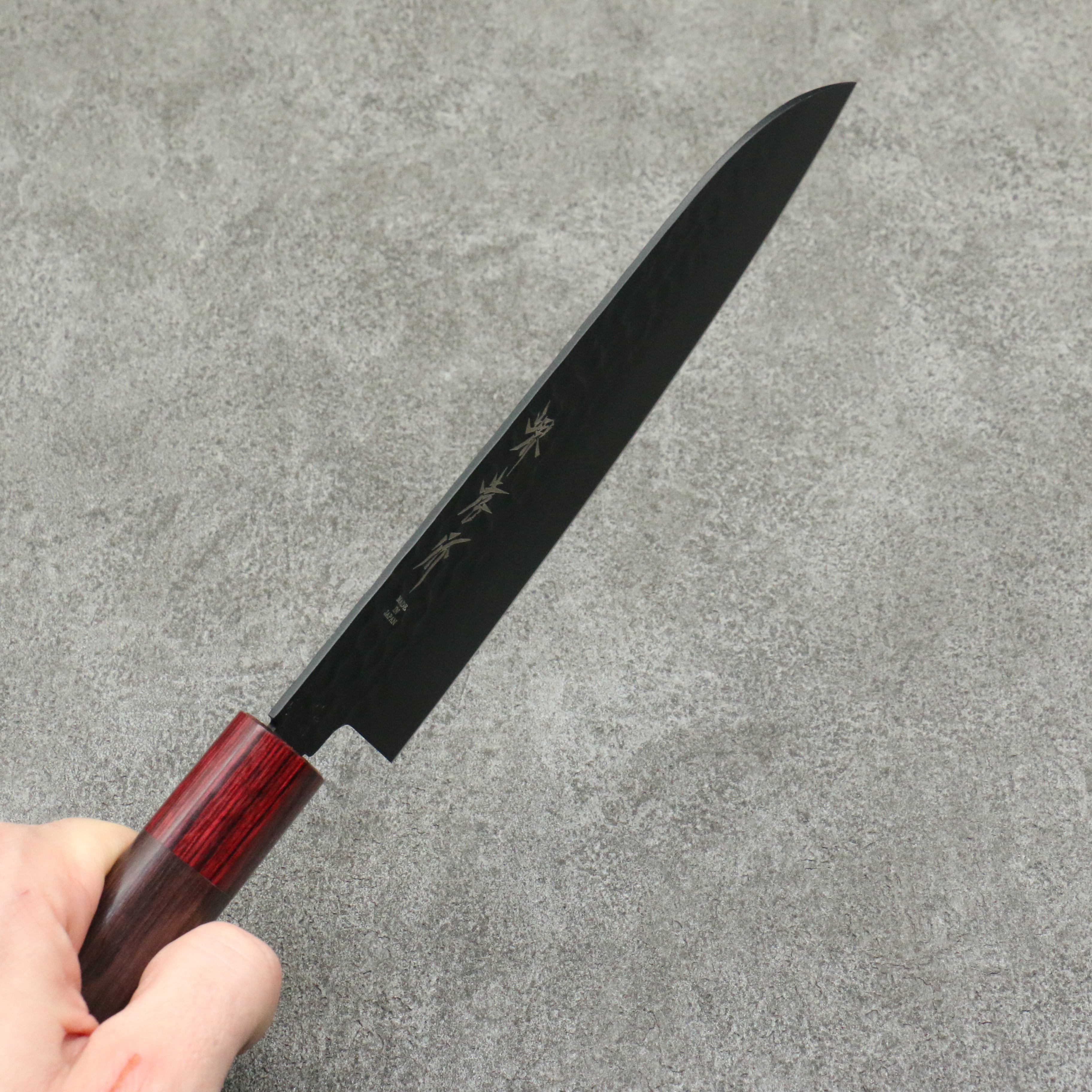堺 孝行 黑影 VG10 鎚目 鐵氟龍塗層 三德刀 170mm 紫檀木 握把 - 清助刃物