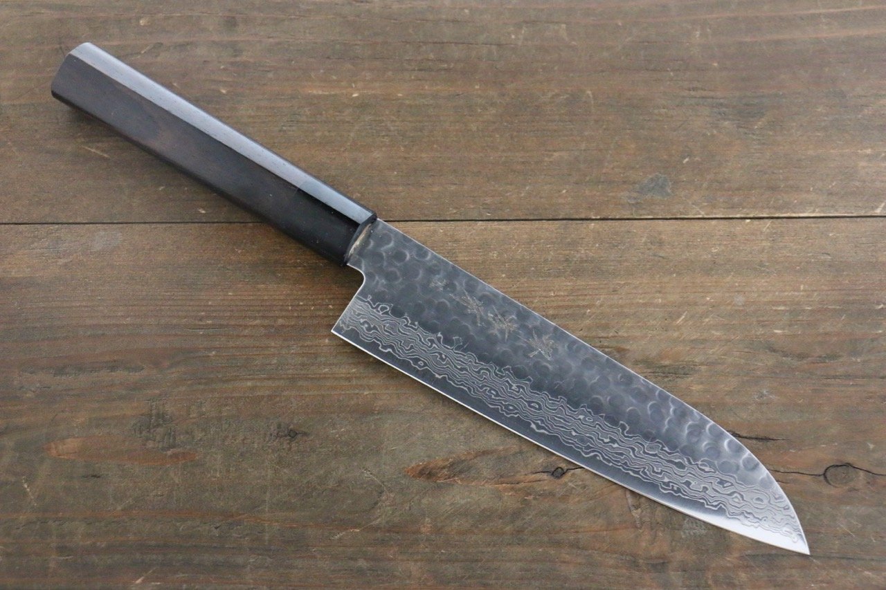 堺 孝行 AUS10 45層大馬士革紋 三德刀 180mm 紫檀木握把 - 清助刃物