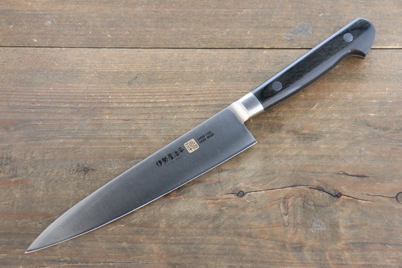 伊勢屋 鉬鋼(MOL) 多用途小刀 150mm 黑合成木 握把 - 清助刃物