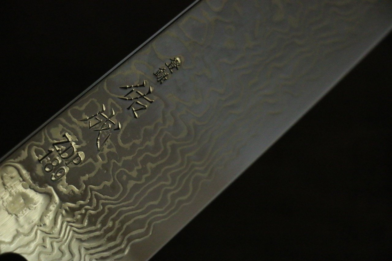 佑成 ZDP189 大馬士革紋 牛刀 240mm 紫檀木握把 - 清助刃物
