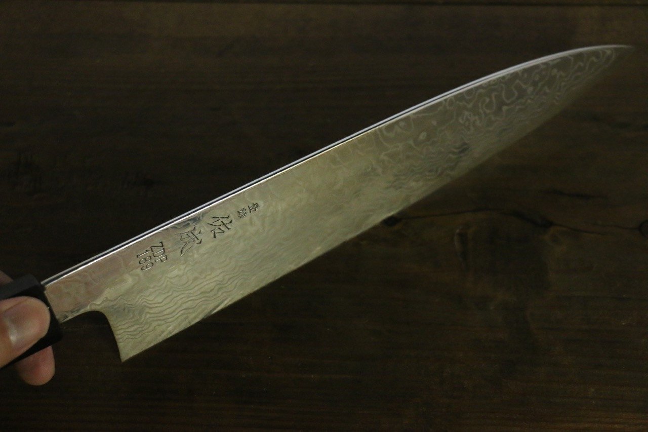 佑成 ZDP189 大馬士革紋 牛刀 240mm 紫檀木握把 - 清助刃物