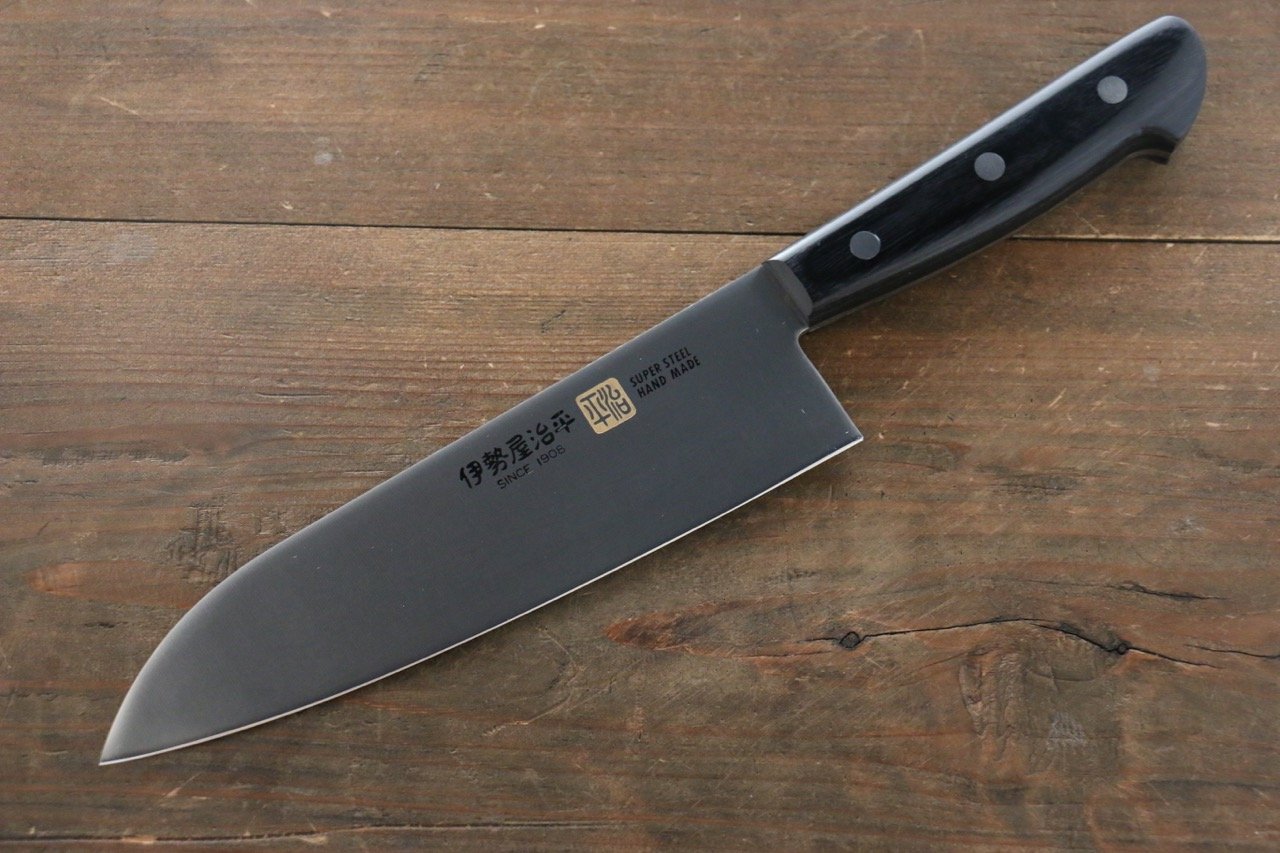 伊勢屋 鉬鋼(MOL) 三德刀 180mm 黑合成木 握把 - 清助刃物