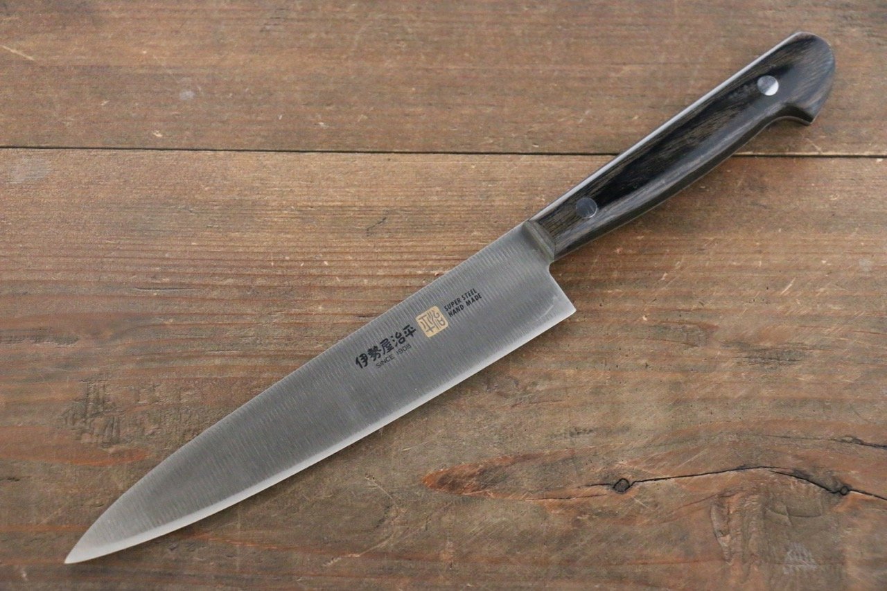 伊勢屋 鉬鋼(MOL) 多用途小刀 150mm 黑合成木 握把 - 清助刃物