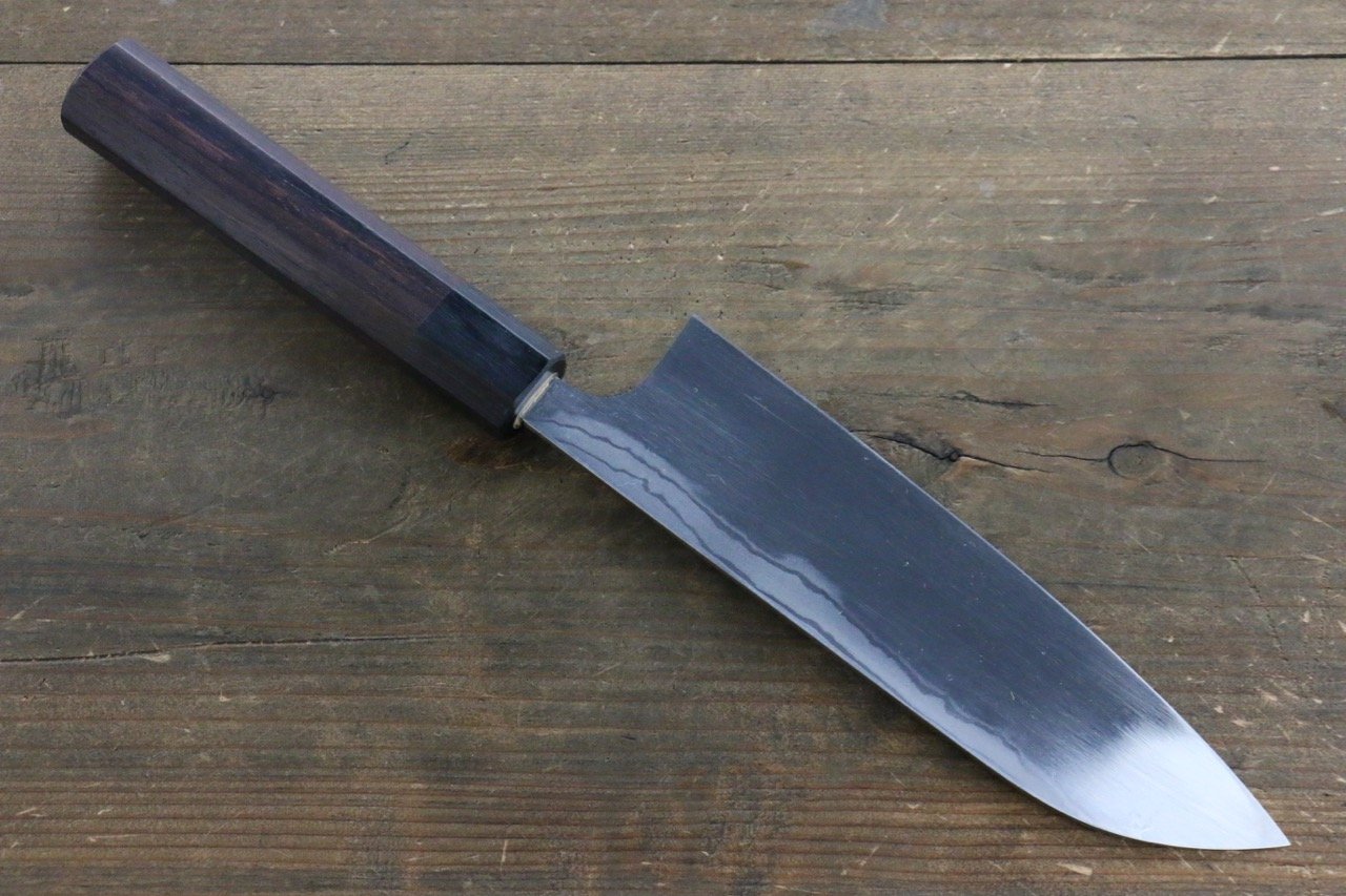 清助 青鋼二號 鎚目 大馬士革紋 三德刀 180mm 紫檀木 握把 - 清助刃物