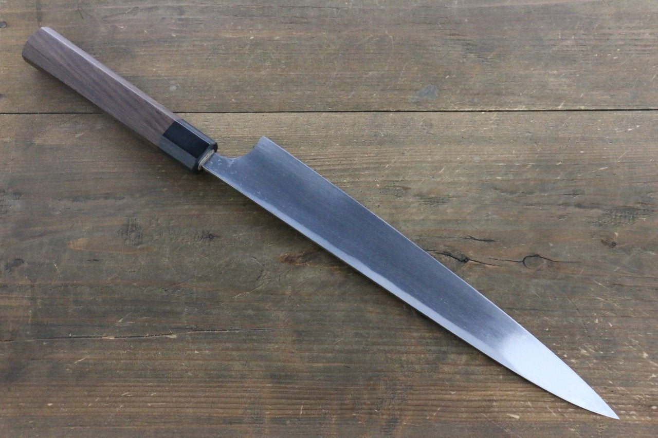 清助 青鋼二號 鎚目 黑打 柳刃 270mm 紫檀木 握把 - 清助刃物