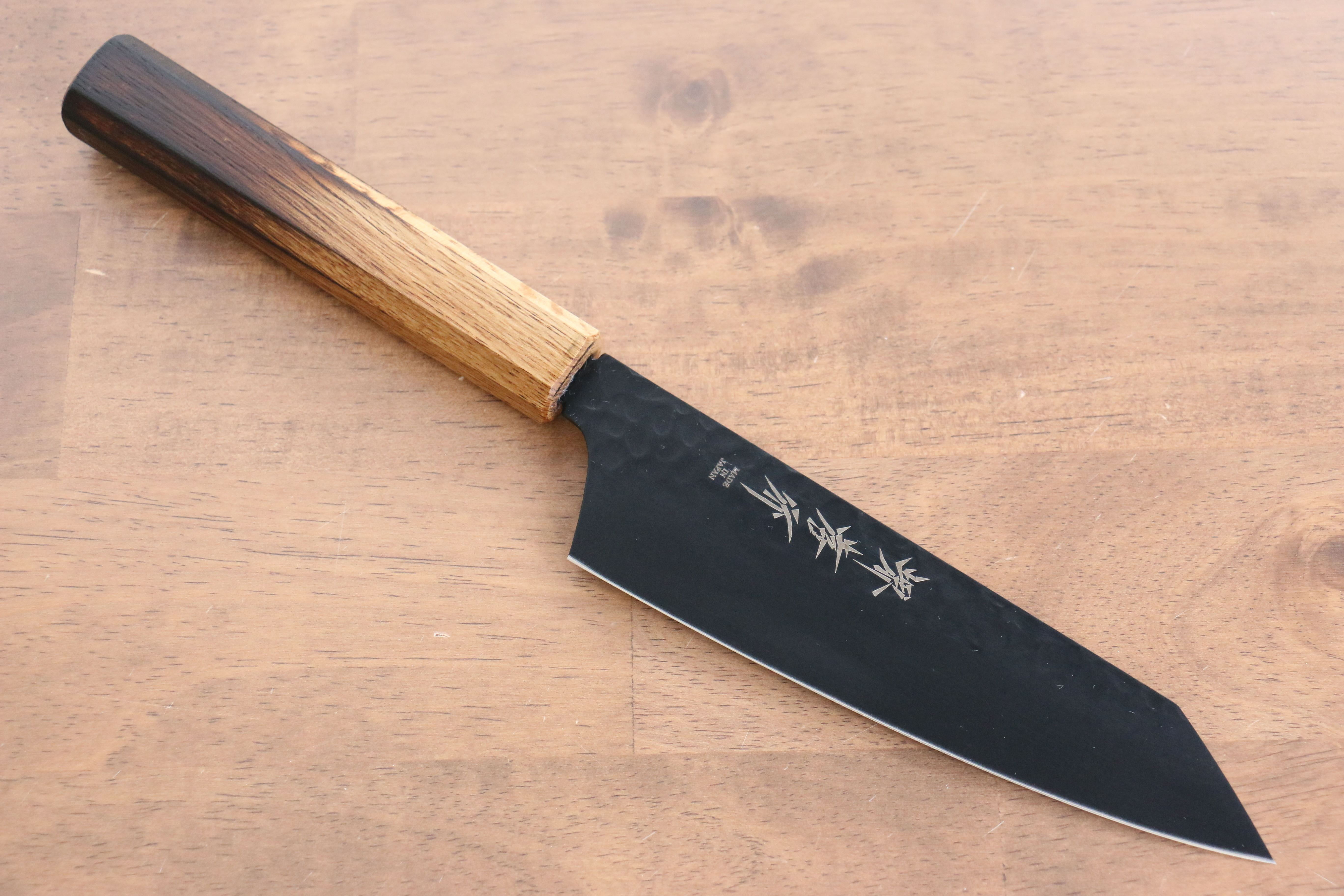 堺 孝行 黑影 VG10 鎚目 鐵氟龍塗層 切付三德刀 160mm 燒櫟木 握把 - 清助刃物