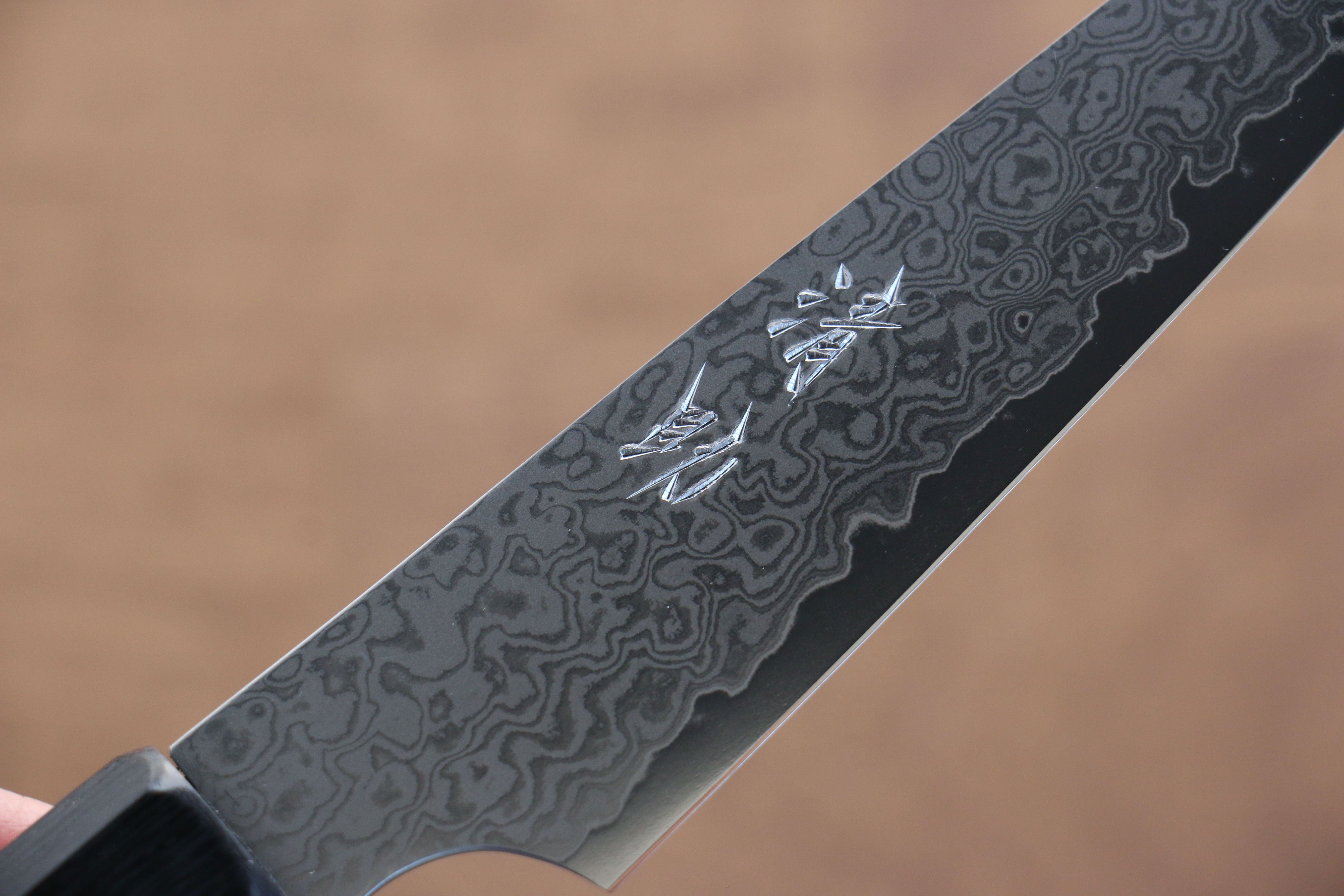 清助 VG10 33層大馬士革紋 切付多用途小刀 120mm 灰色合成木 握把 - 清助刃物