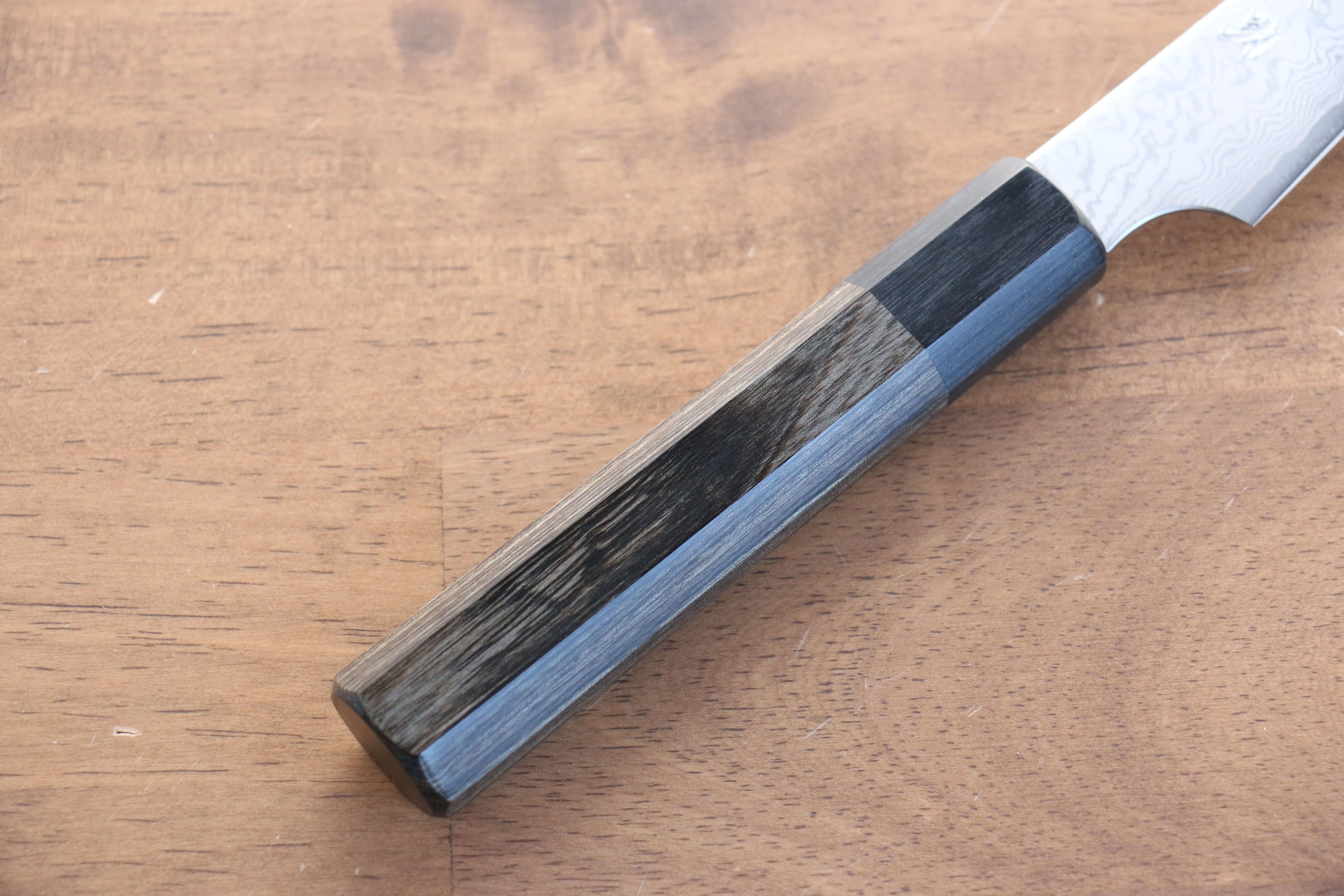 清助 VG10 33層大馬士革紋 切付多用途小刀 105mm 灰色合成木 握把 - 清助刃物