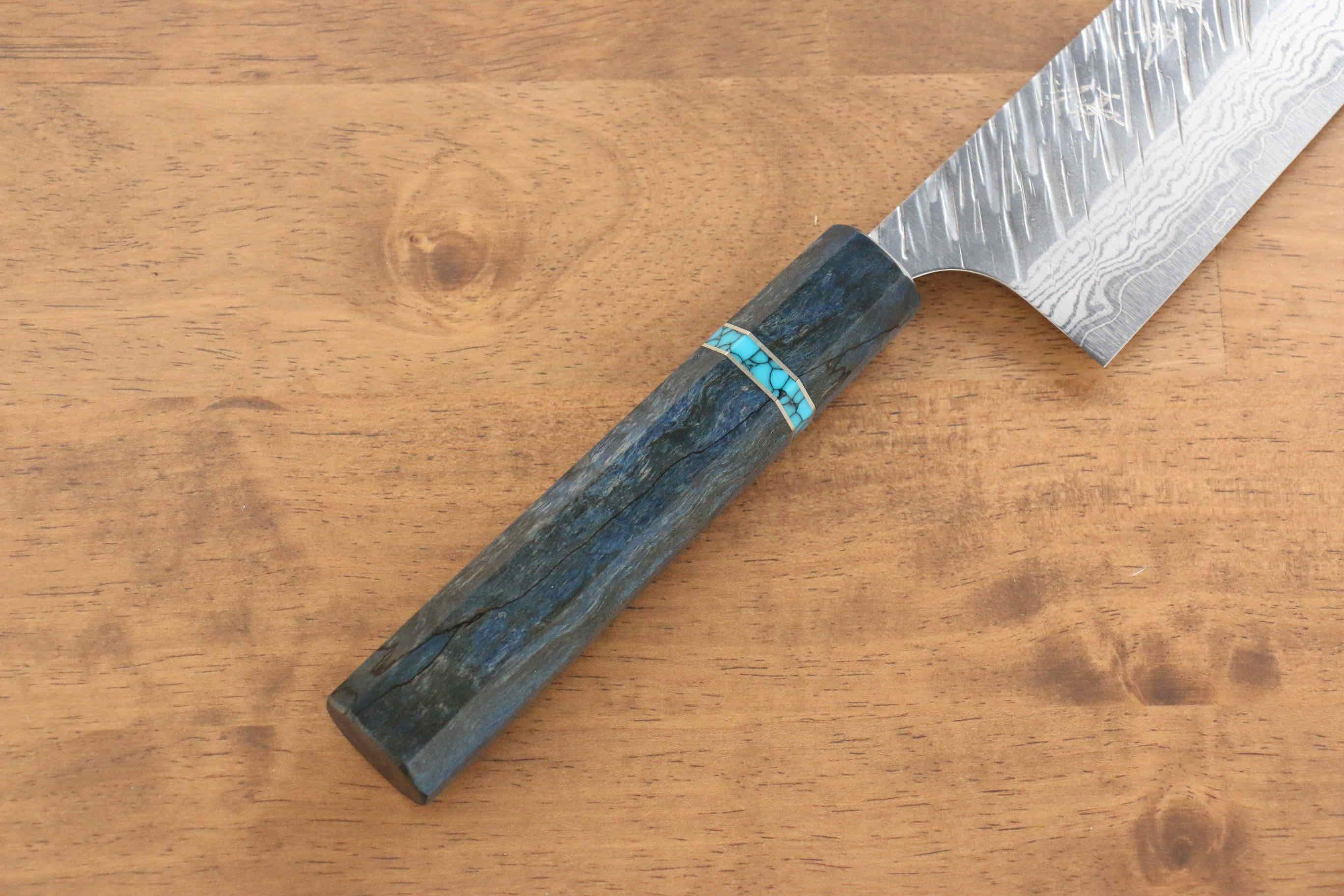 黑崎 優 風神 VG10 鎚目 牛刀 240mm 楓木(青色帶土耳其石環型設計) 握把 - 清助刃物