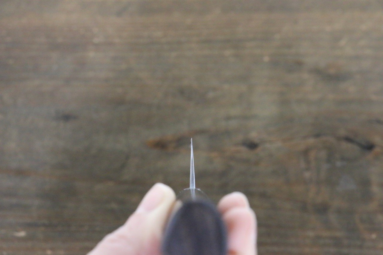 尾形 峻吾 白鋼二號 大馬士革紋 多用途小刀 150mm 紫檀木 握把 - 清助刃物