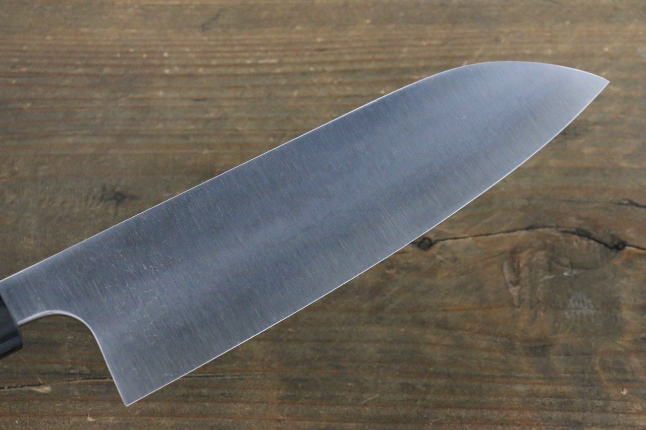 尾形 峻吾 白鋼二號 大馬士革紋 三德刀 165mm 紫檀木 握把 - 清助刃物