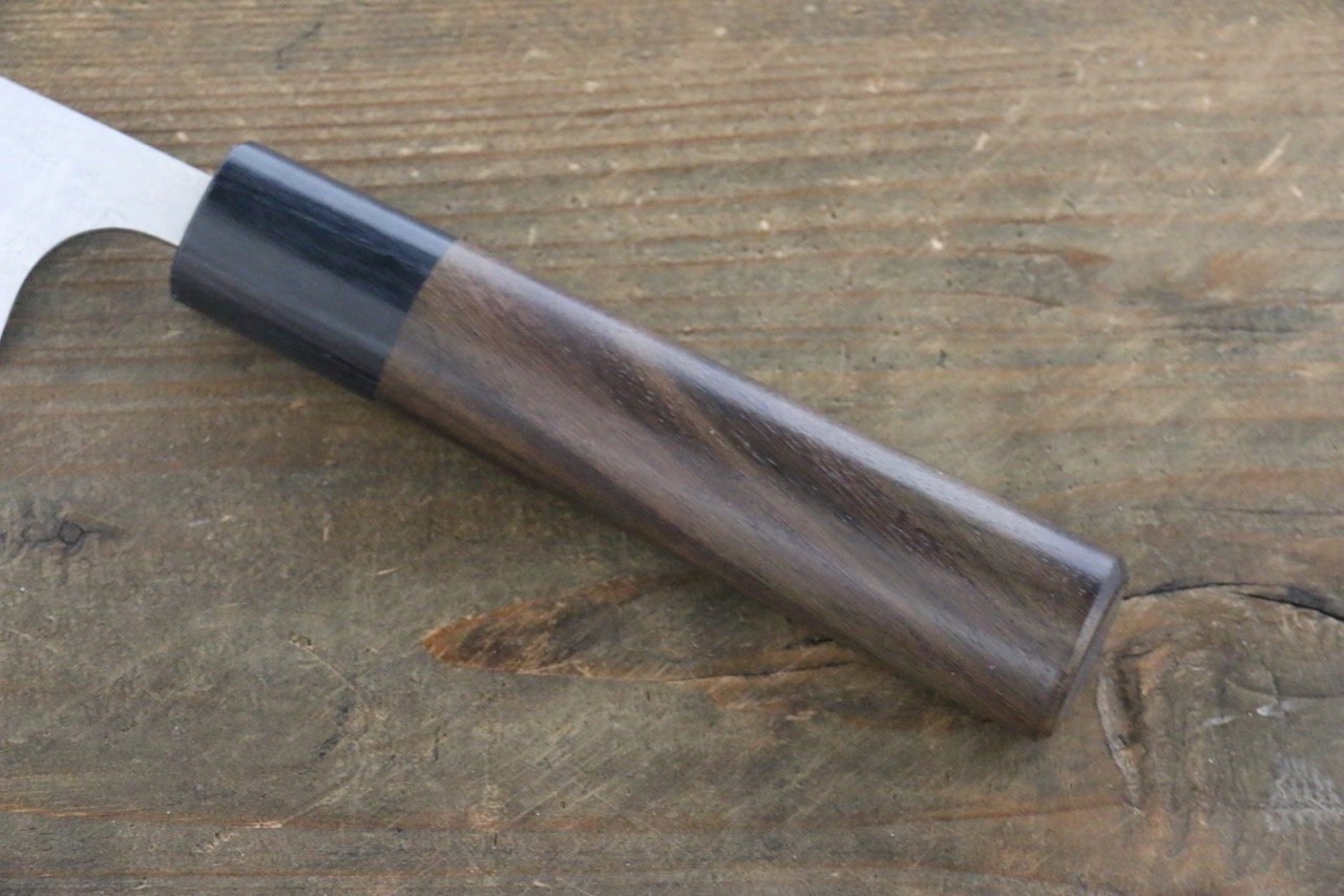 尾形 峻吾 白鋼二號 大馬士革紋 多用途小刀 135mm 紫檀木 握把 - 清助刃物
