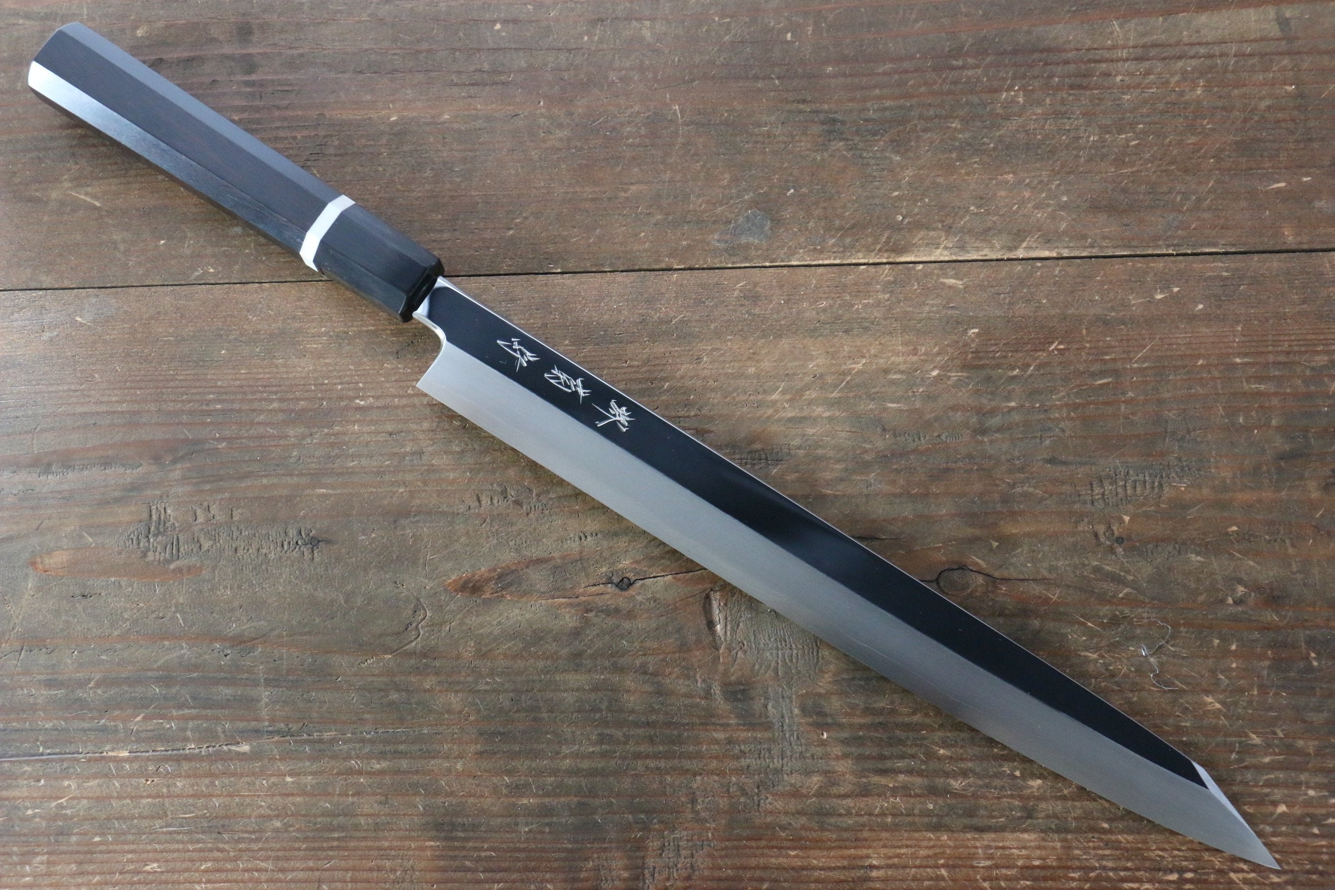 堺 菊守 SG2 鏡面處理 切付柳刃 300mm 黑檀(帶白色環型設計)握把 - 清助刃物