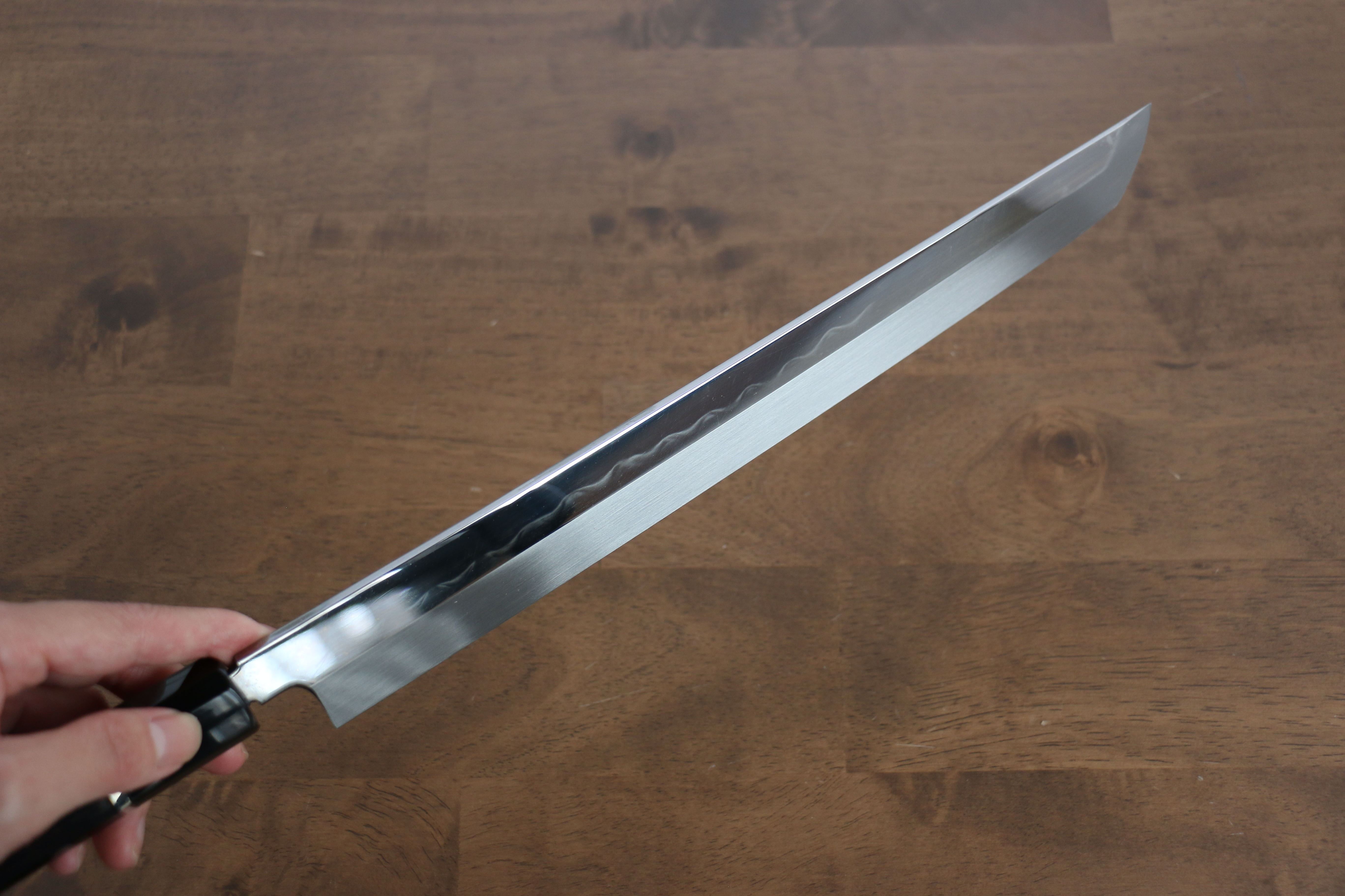 堺 孝行 水本燒 白鋼二號 鏡面處理 先丸柳刃 300mm 黑檀(帶環型設計) 握把 附刀鞘 - 清助刃物