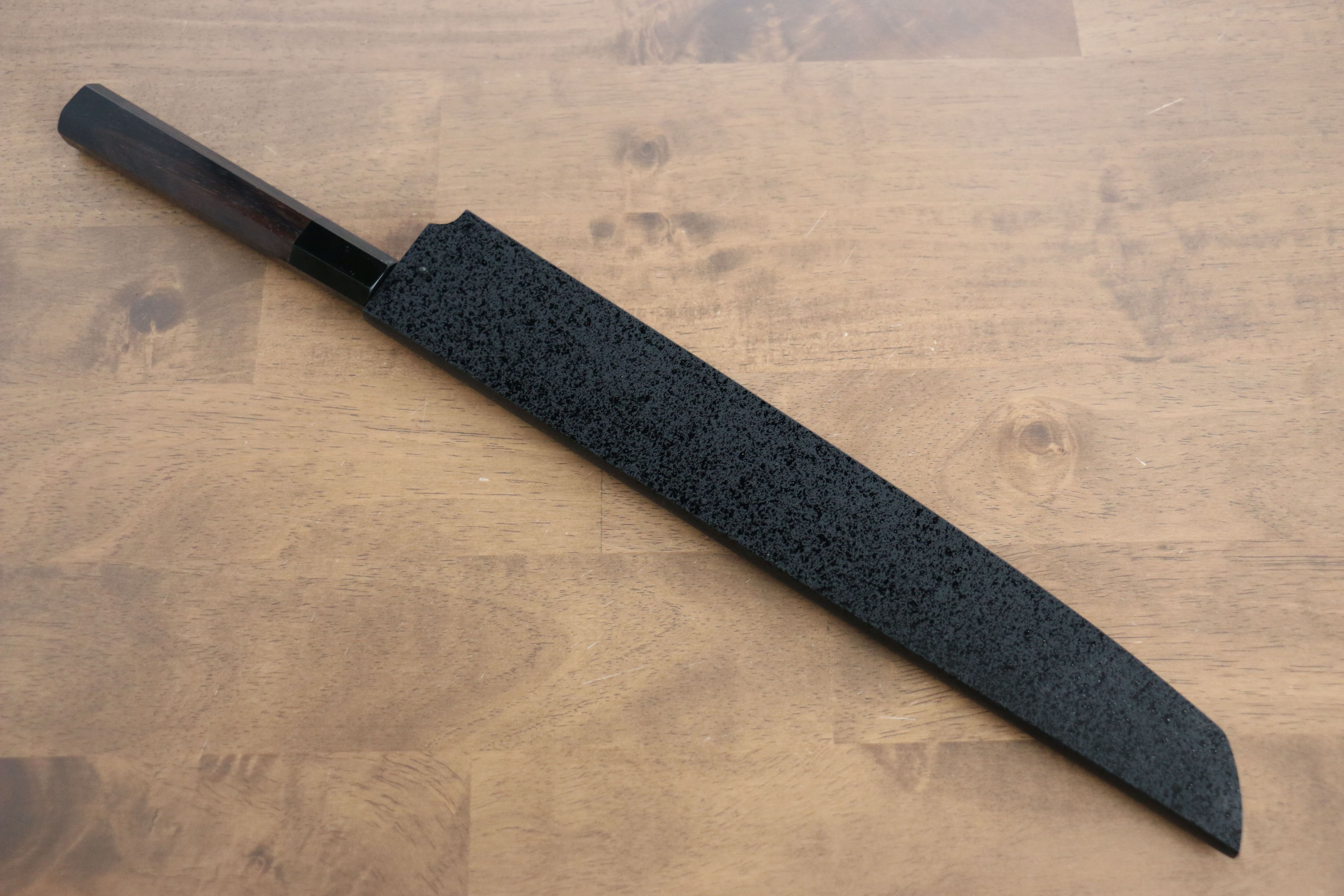 堺 孝行 水本燒 白鋼二號 鏡面處理 先丸柳刃 300mm 黑檀(兩側帶水牛環型設計) 握把 附刀鞘 - 清助刃物