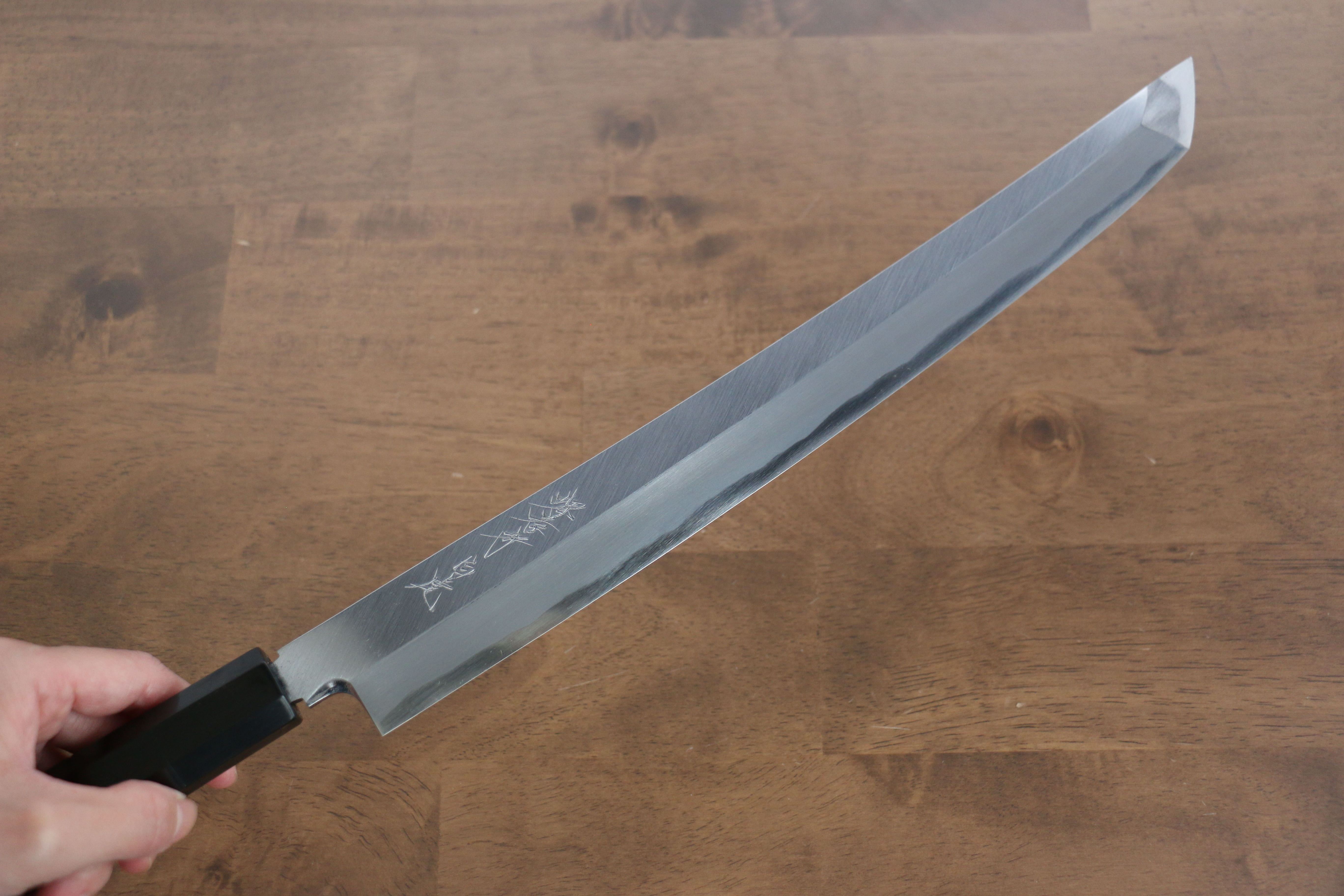 堺 孝行 斬月 白鋼一號 先丸柳刃 330mm 黑檀 握把 附刀鞘 - 清助刃物