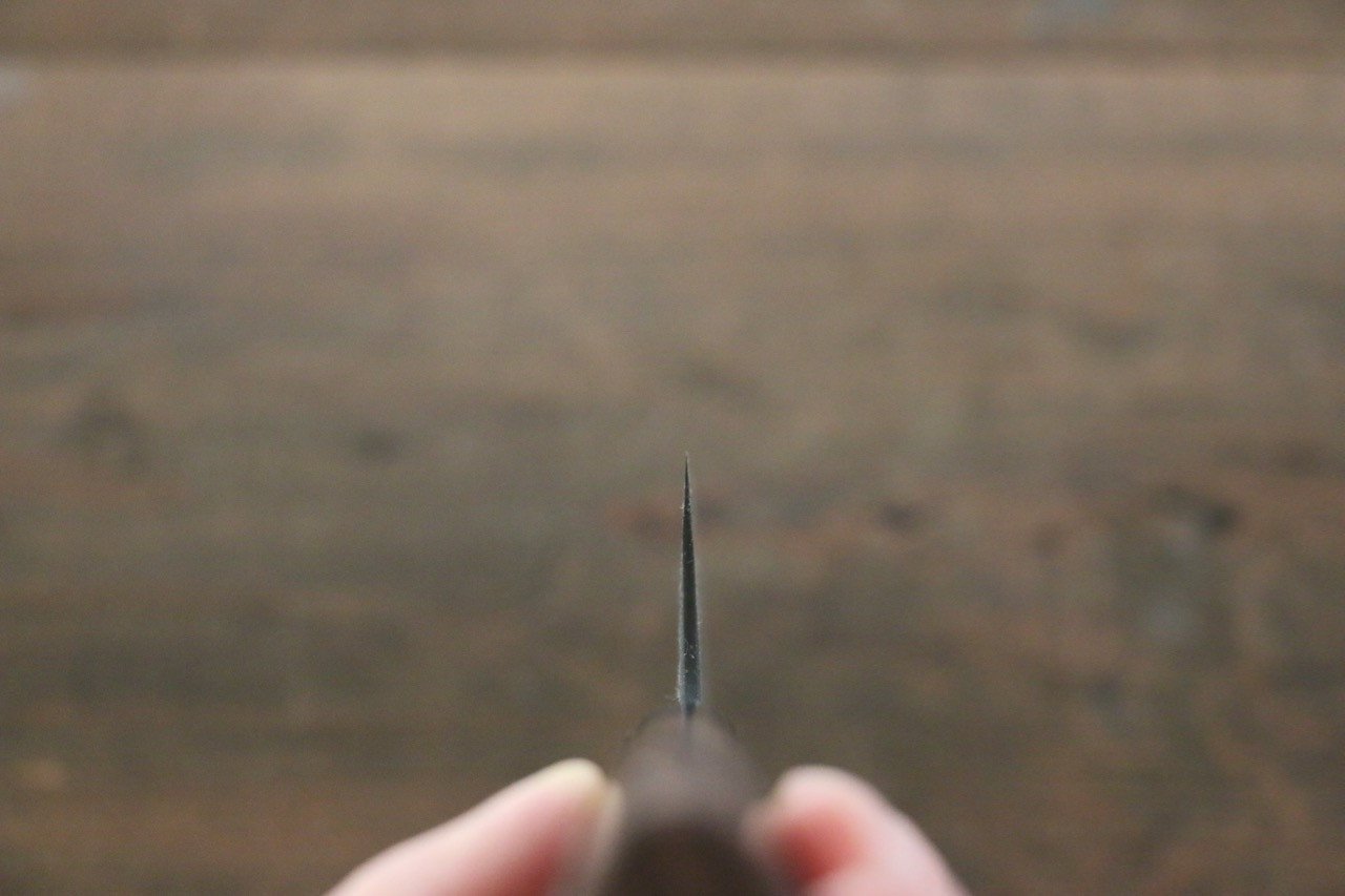 尾形 峻吾 白鋼二號 黑打 大馬士革紋 牛刀 210mm 紫檀木 握把 - 清助刃物