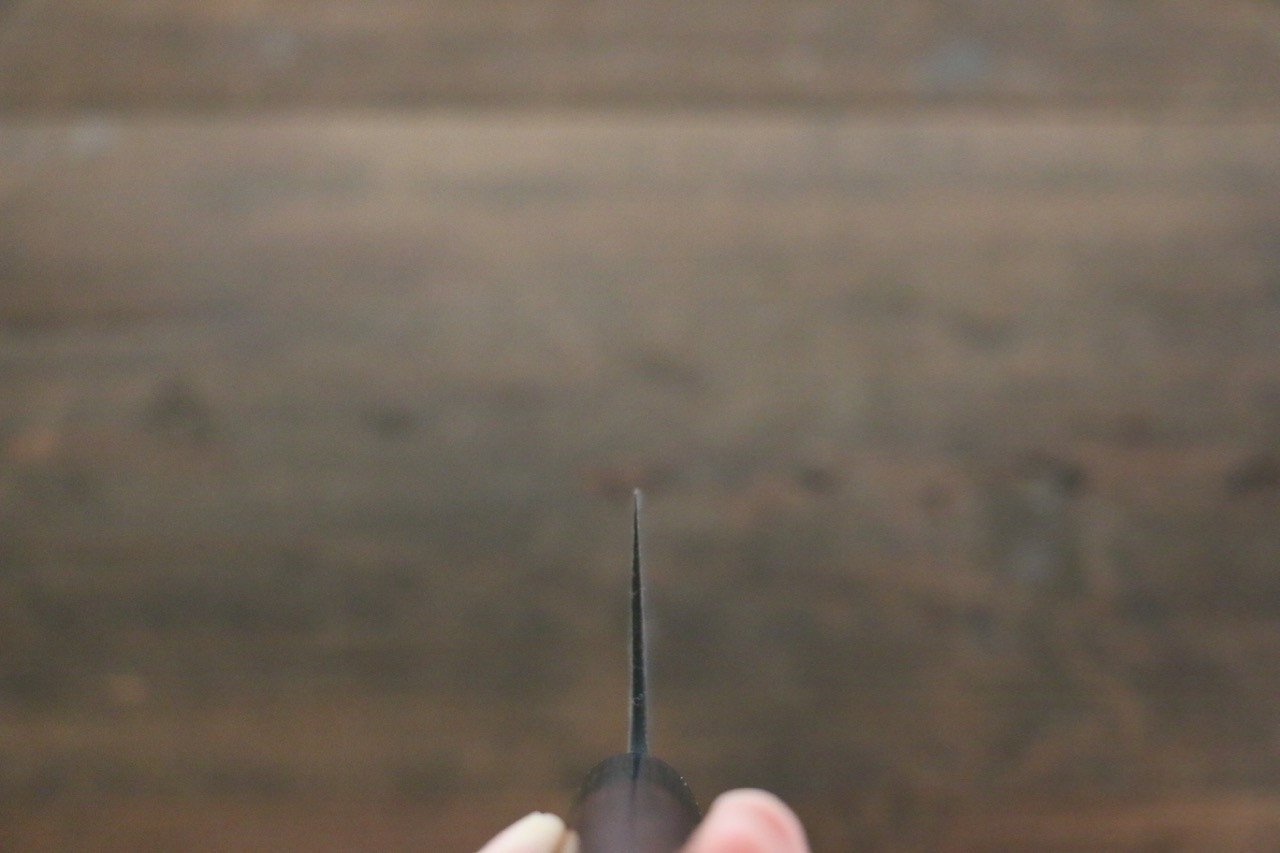 尾形 峻吾 白鋼二號 黑打 大馬士革紋 牛刀 240mm 紫檀木 握把 - 清助刃物